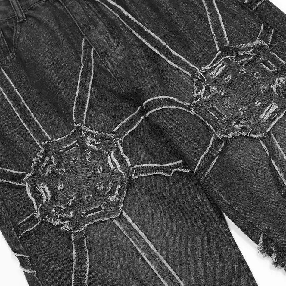 Japanese Brand Oversized Hip Hop Wide Leg Jeans Men Y2k Punk Graphic Size US 32 / EU 48 - 5 Thumbnail