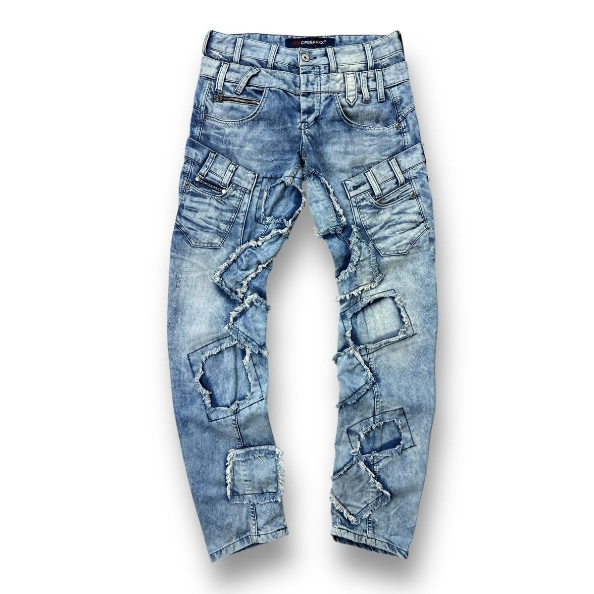 Japanese Brand Vintage Y2K Cipo & Baxx Double Waist Patchwork Jeans W29 L32 Size US 29 - 1 Thumbnail