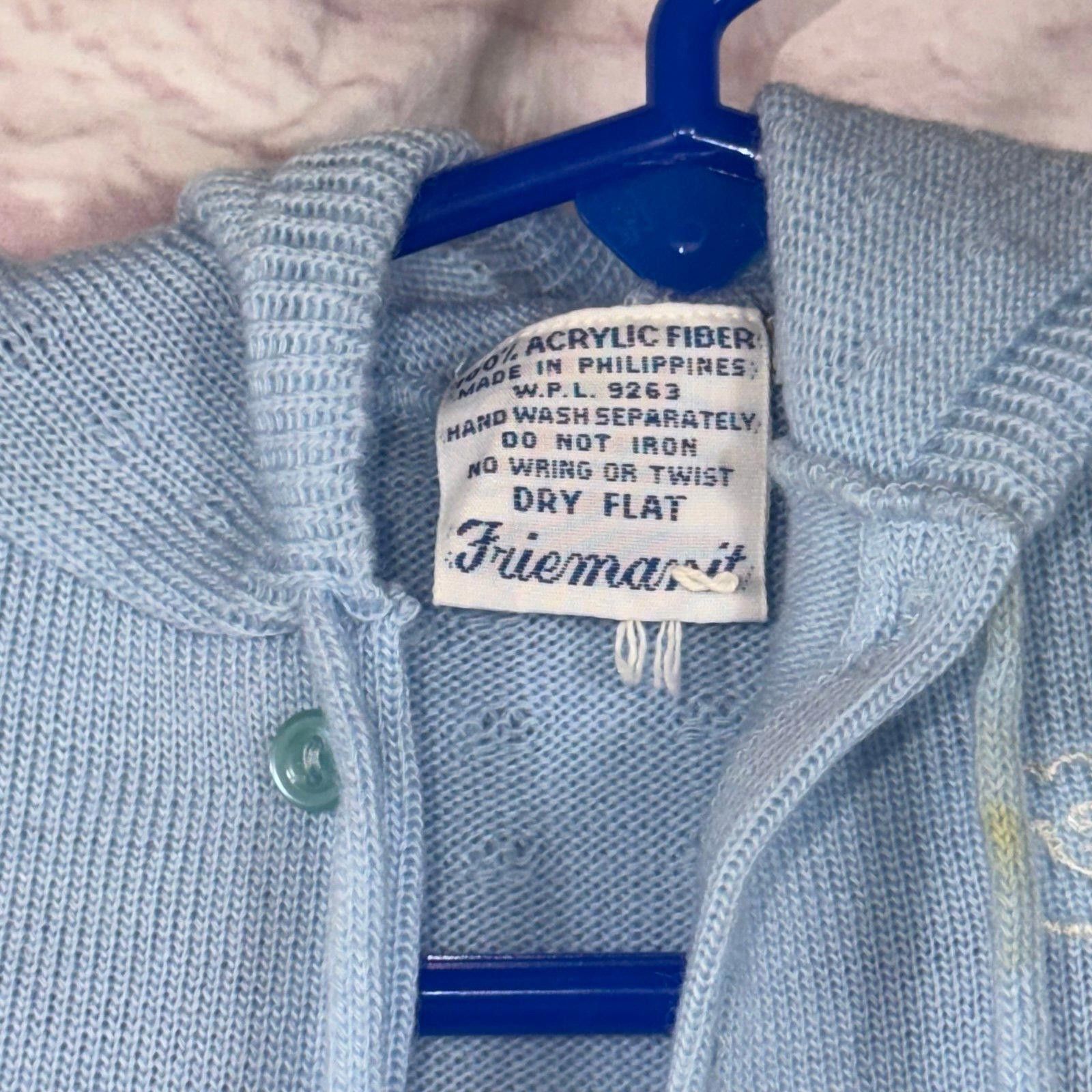 Other Vintage Friemanit Baby Blue Knit Hooded 6 Month Cardigan Size US XXS / EU 40 - 3 Thumbnail