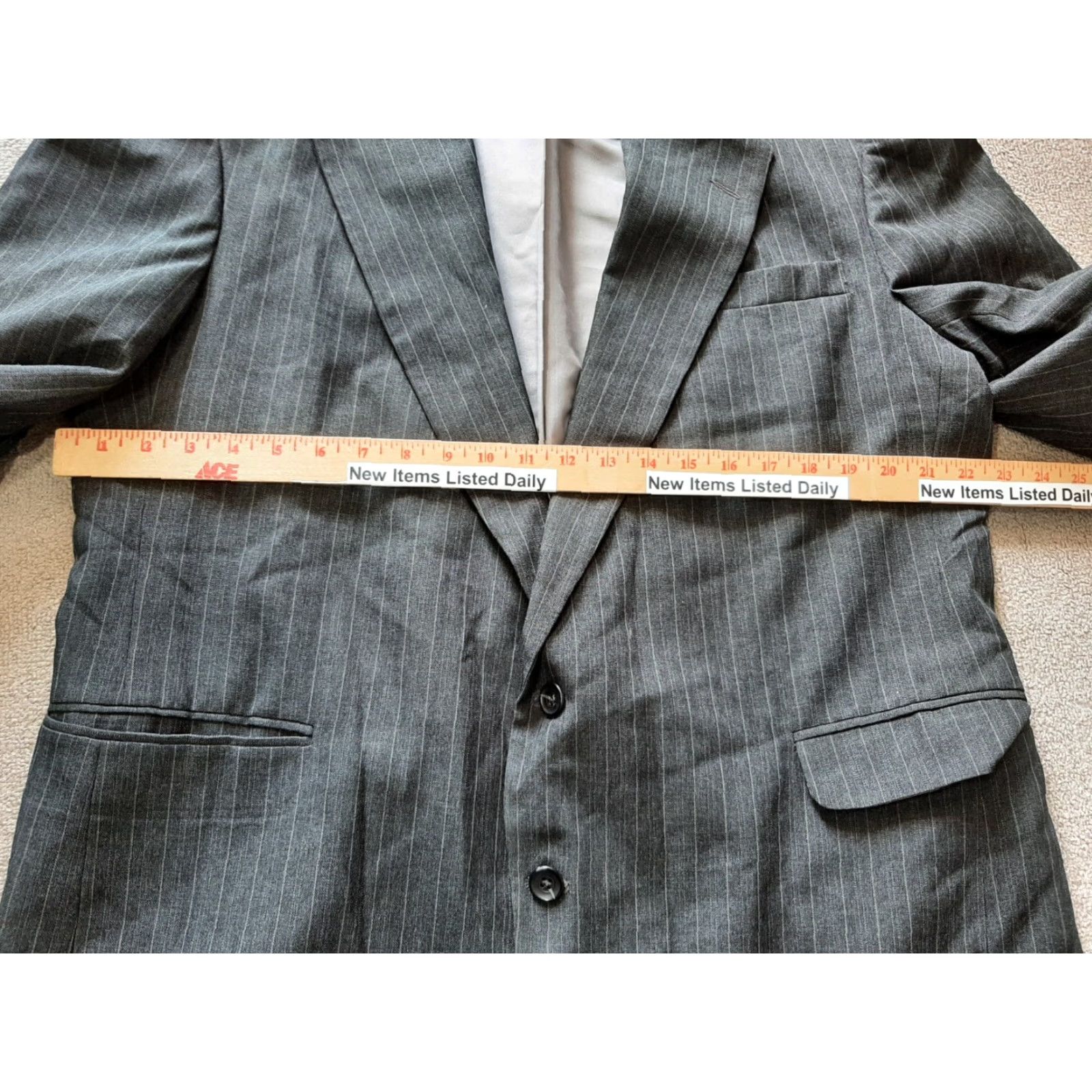 Vintage Reed St James Blazer Mens 46 L Black Pinstriped Suit Jacket Jacket Blazer Mens 46 Black Pinstriped Formal Casual Inner Pockets Size 46R - 3 Thumbnail