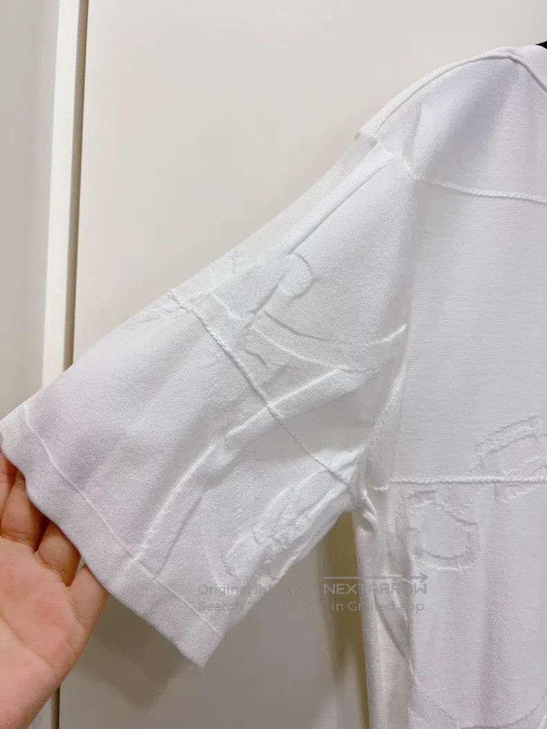 Hermes Hermes White Knit Jacquard Short Sleeve T-Shirt Size XS / US 0-2 / IT 36-38 - 4 Thumbnail