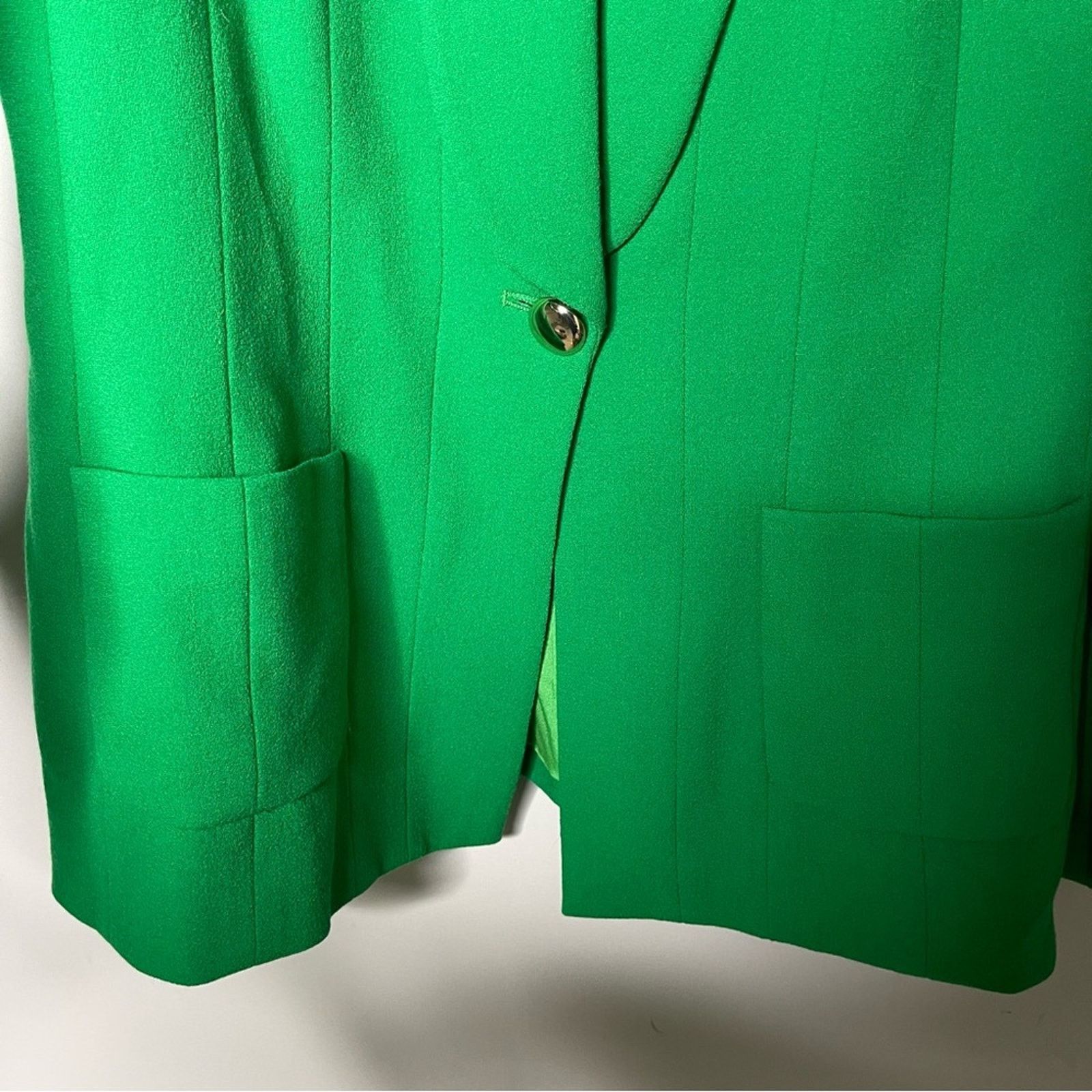 Other Sergio Hudson Wool Shawl-Collar One Button Blazer Green Size L / US 10 / IT 46 - 8 Thumbnail