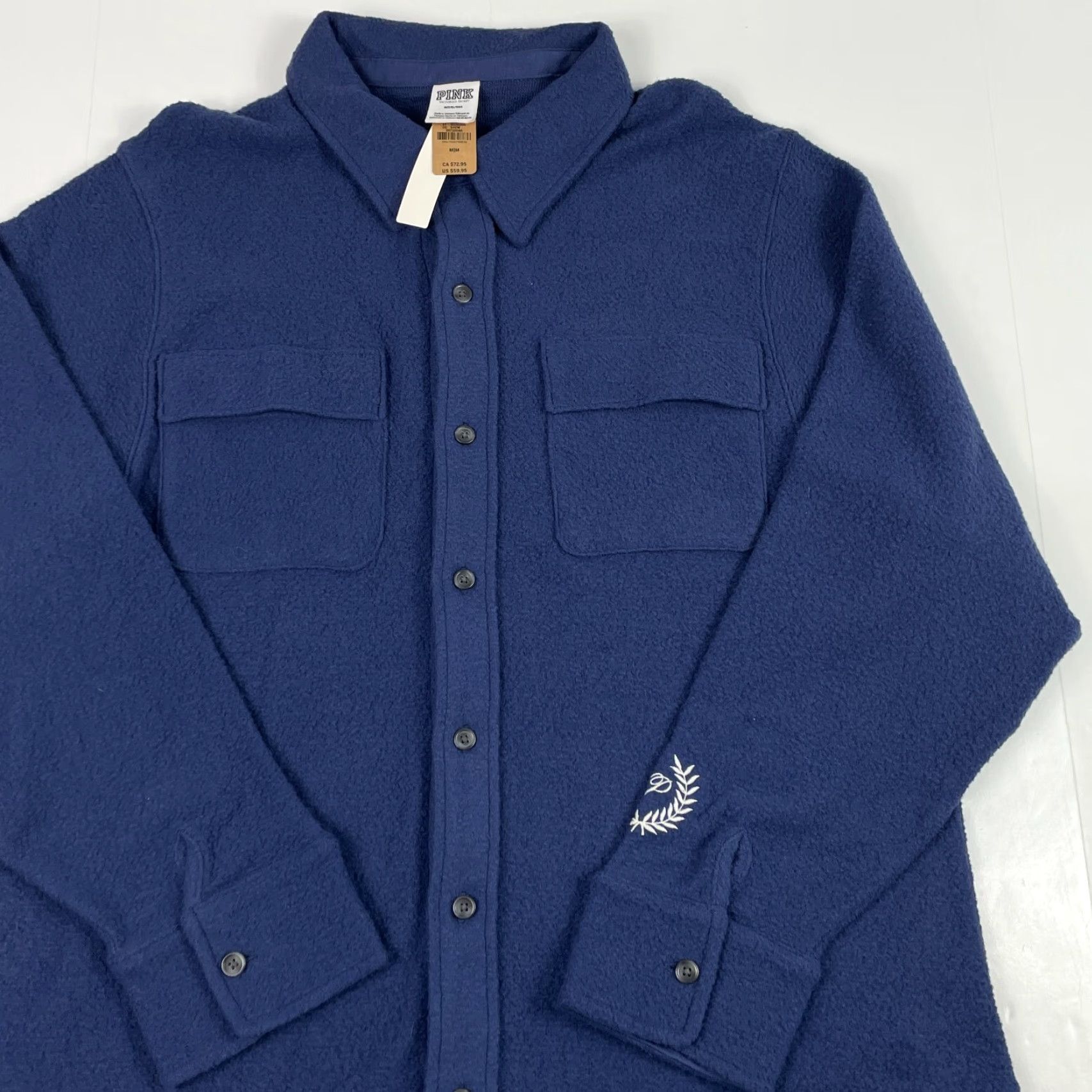 Victoria's Secret Viktorias Secret PINK Shirt Womens Medium Blue Fleece Button Up Cozy Ski Camping Size M / US 6-8 / IT 42-44 - 3 Thumbnail