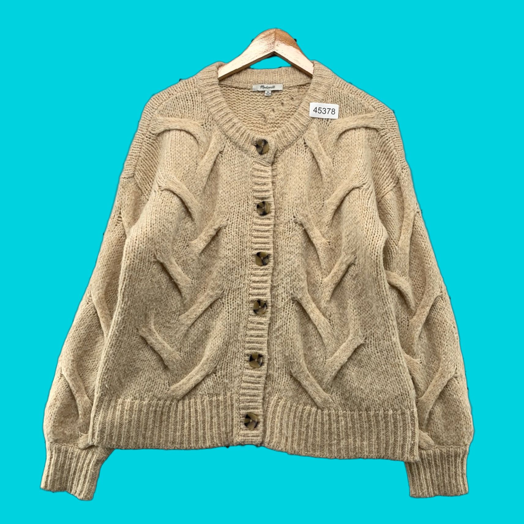 Madewell VINTAGE Madewell Wool Cardigan Sweater Womens XS Beige Cable Chunky Oversized Size XS / US 0-2 / IT 36-38 - 1 Thumbnail