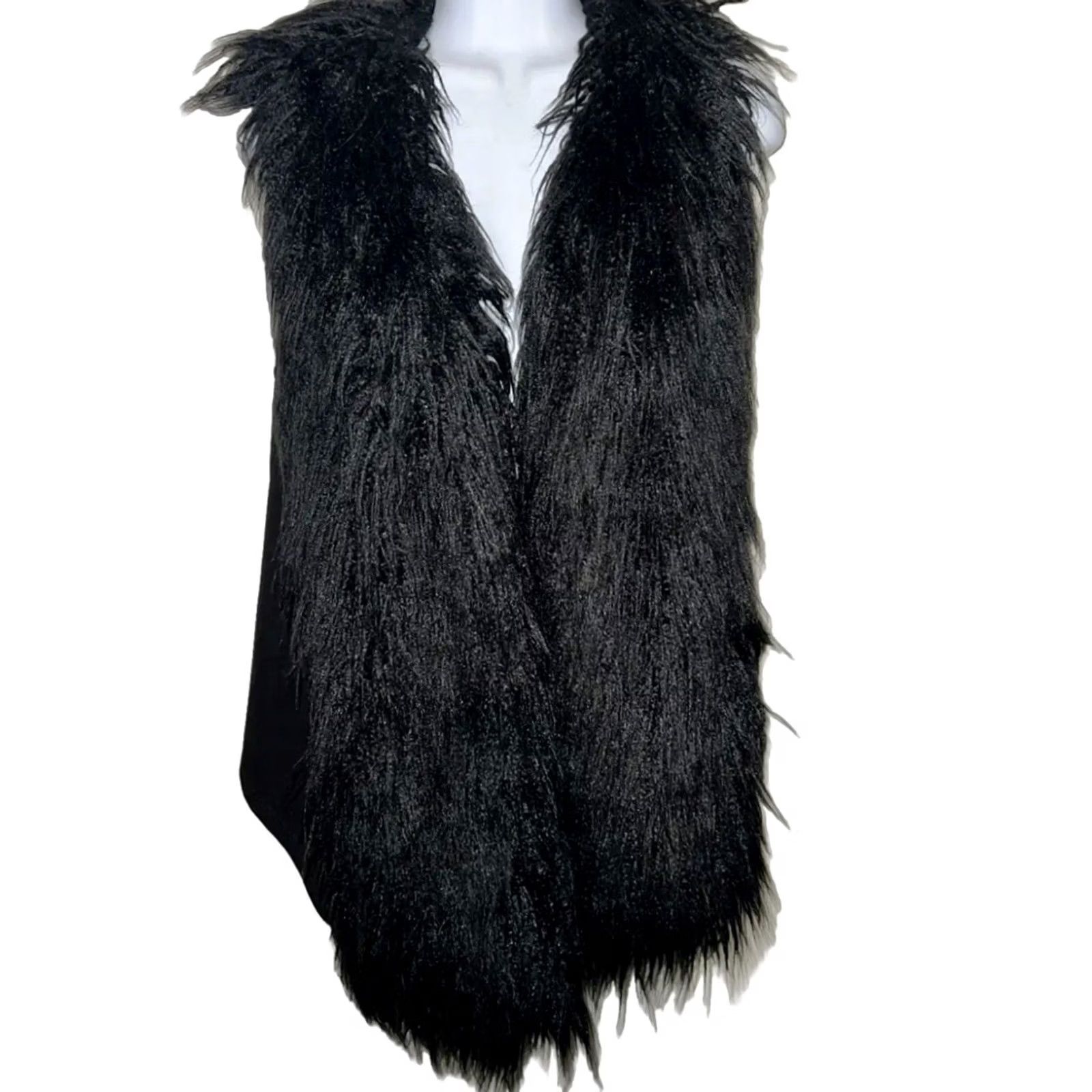 Vintage CAbi Vest Shirt Women Open Front Faux Fringe Fur Black S Infinite Small Size S / US 4 / IT 40 - 3 Thumbnail