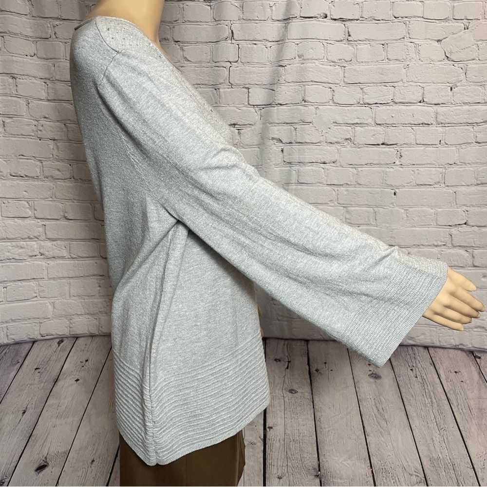 Other NWT New Villa Milano Grey Rhinestone Bell Sleeve Sweater Si Size XL / US 12-14 / IT 48-50 - 3 Thumbnail