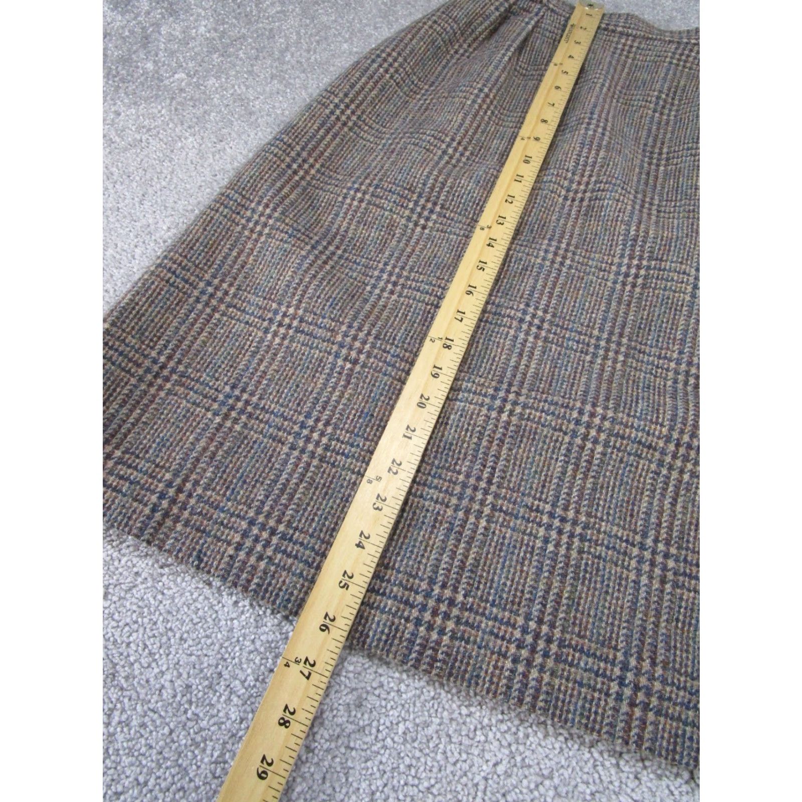 Brooks VINTAGE David Brooks Wool Check Midi Skirt Womens Size 8 Brown A-Line Casual Size 30" / US 8 / IT 44 - 3 Thumbnail