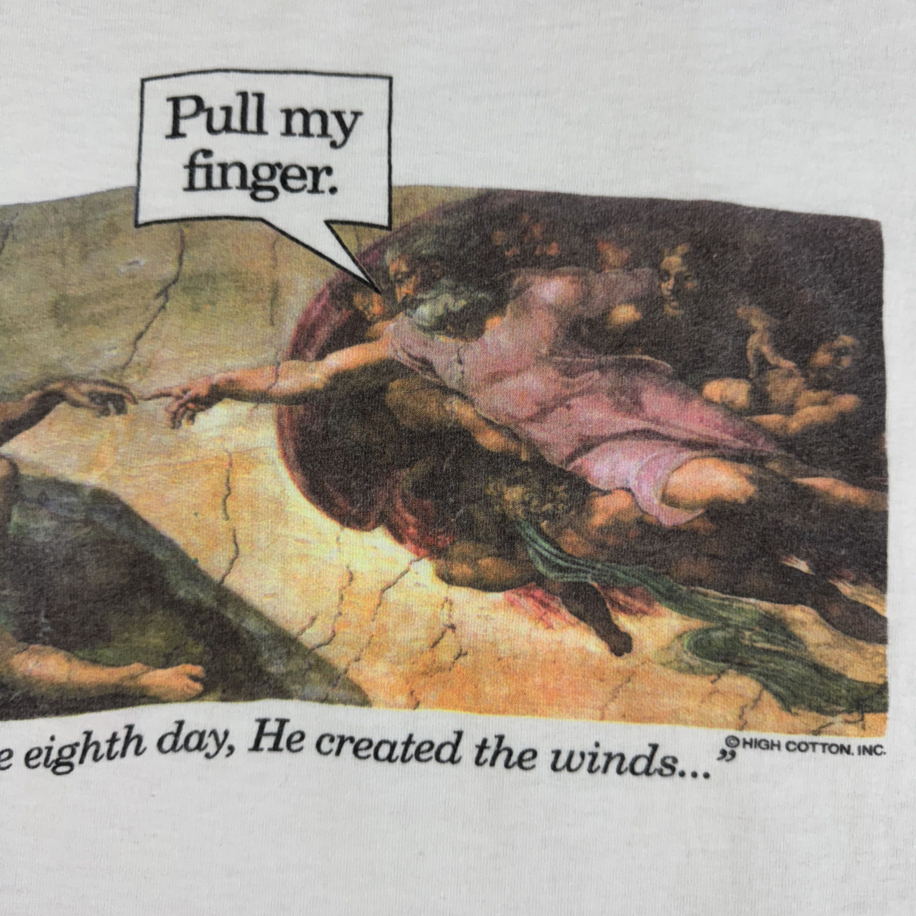 Vintage Vintage 90s Pull My Finger Michelangelo Art Parody Shirt Size US XL / EU 56 / 4 - 8 Thumbnail