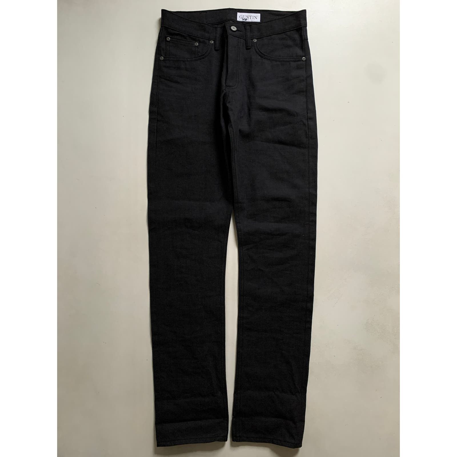 image of Gustin 248 California Slim Selvedge Straight Pants Jeans in Black, Men's (Size 32)