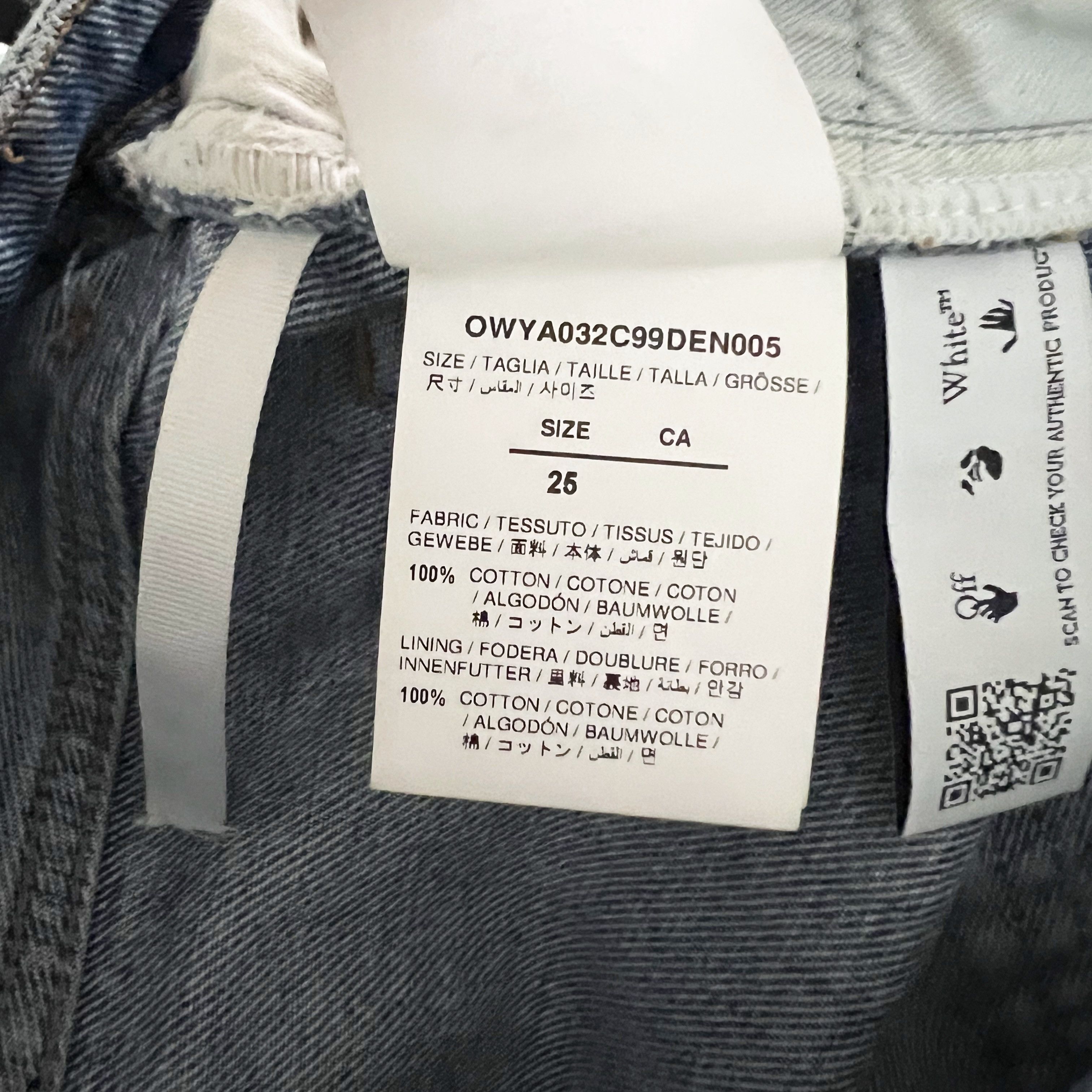 Off-White Off White Women's Cotton Mid Rise Straight Size 25" / US 0 / IT 36 - 3 Thumbnail