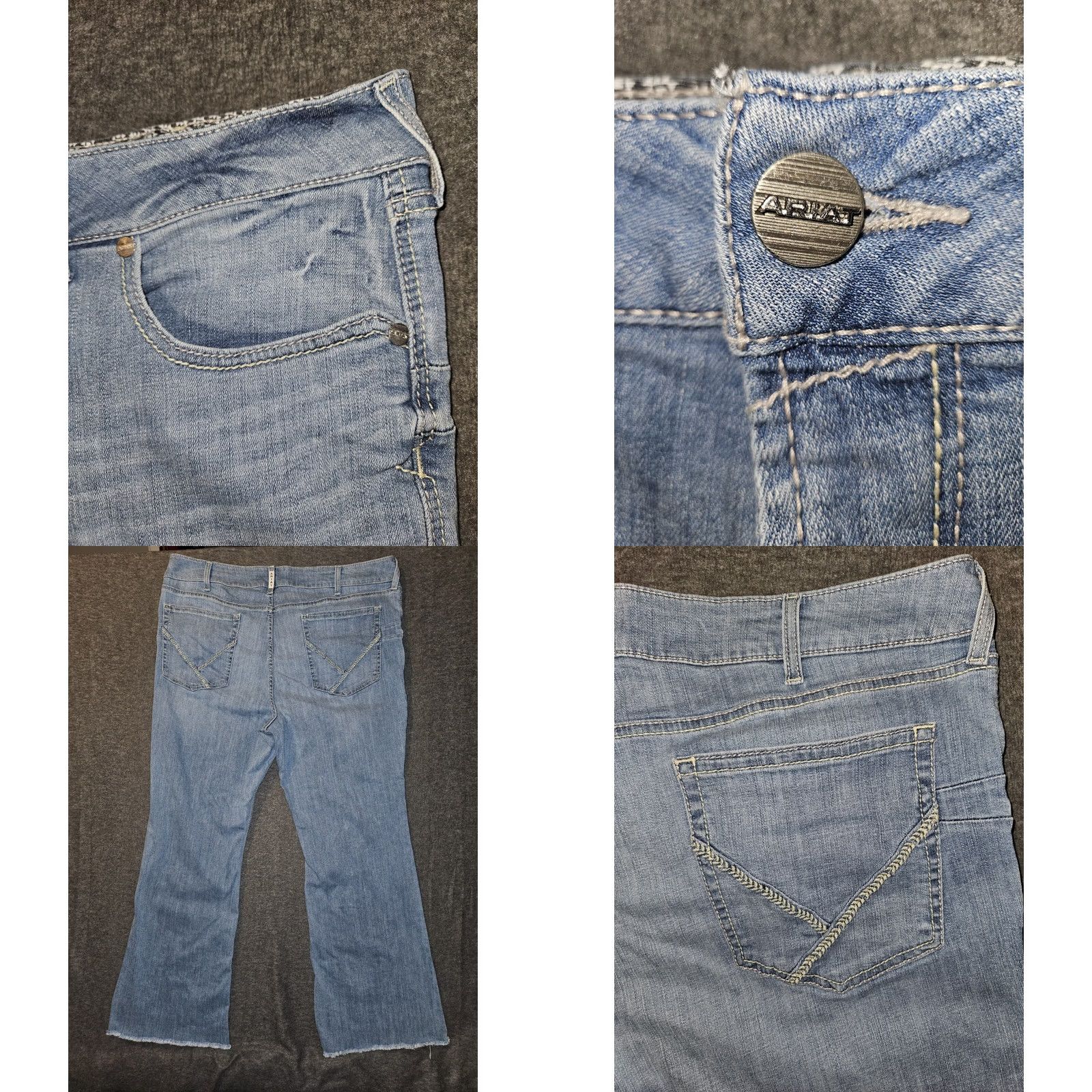 Ariat Ariat Real Regina Bootcut Jeans Women's 24W High Rise Blue Frayed Western Jeans 32in inseam Plus Womens Size 42" / US 20 - 8 Thumbnail
