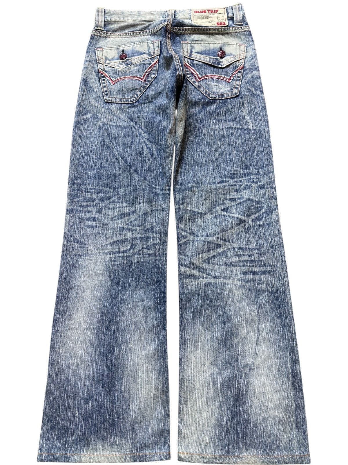 Edwin Vintage Edwin 503 Bluetrip Flare Faded Grunge Denim Size US 31 - 4 Thumbnail