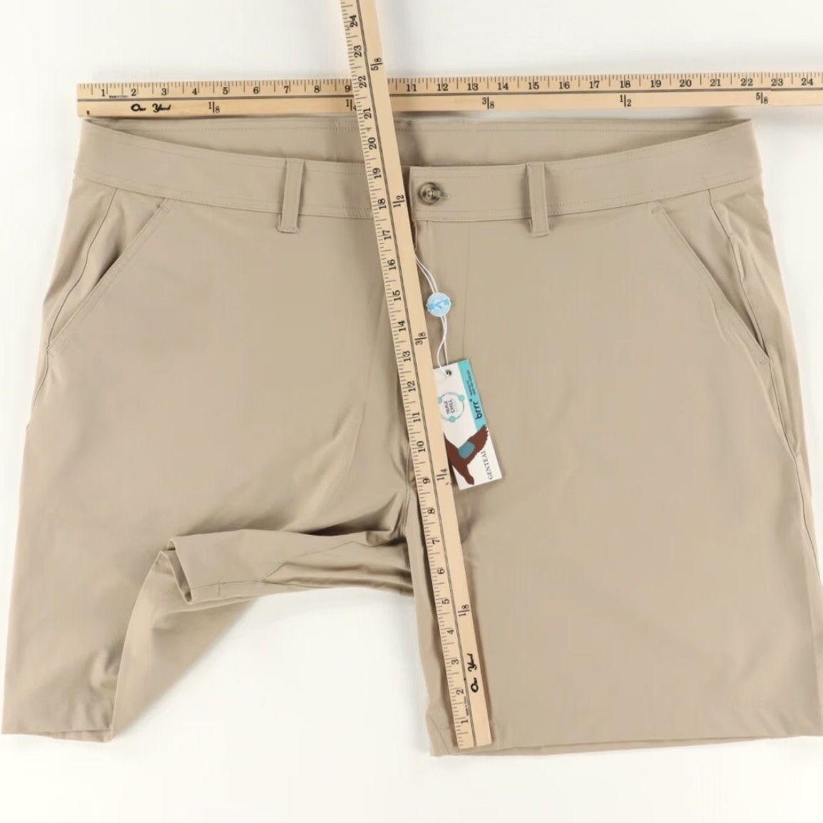 Vintage Genteal Nylon Golf Shorts Khaki Men 42 Brrr Bunker High Stretch Chino Regular Fit Inseam 8in Front Flat Button 2-Pocket Casual Mens Size US 42 / EU 58 - 3 Thumbnail