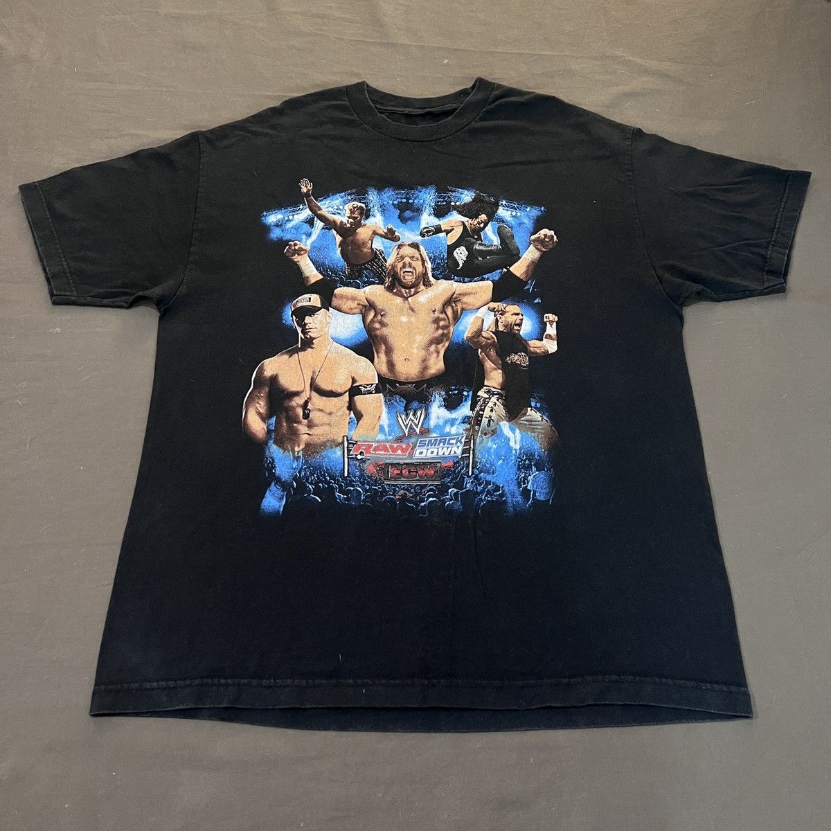 WCW/nWo × WWE × WWF Vintage Y2K Smack Down Raw Wrestling Promo Tee XL ECW Size US XL / EU 56 / 4 - 5 Thumbnail