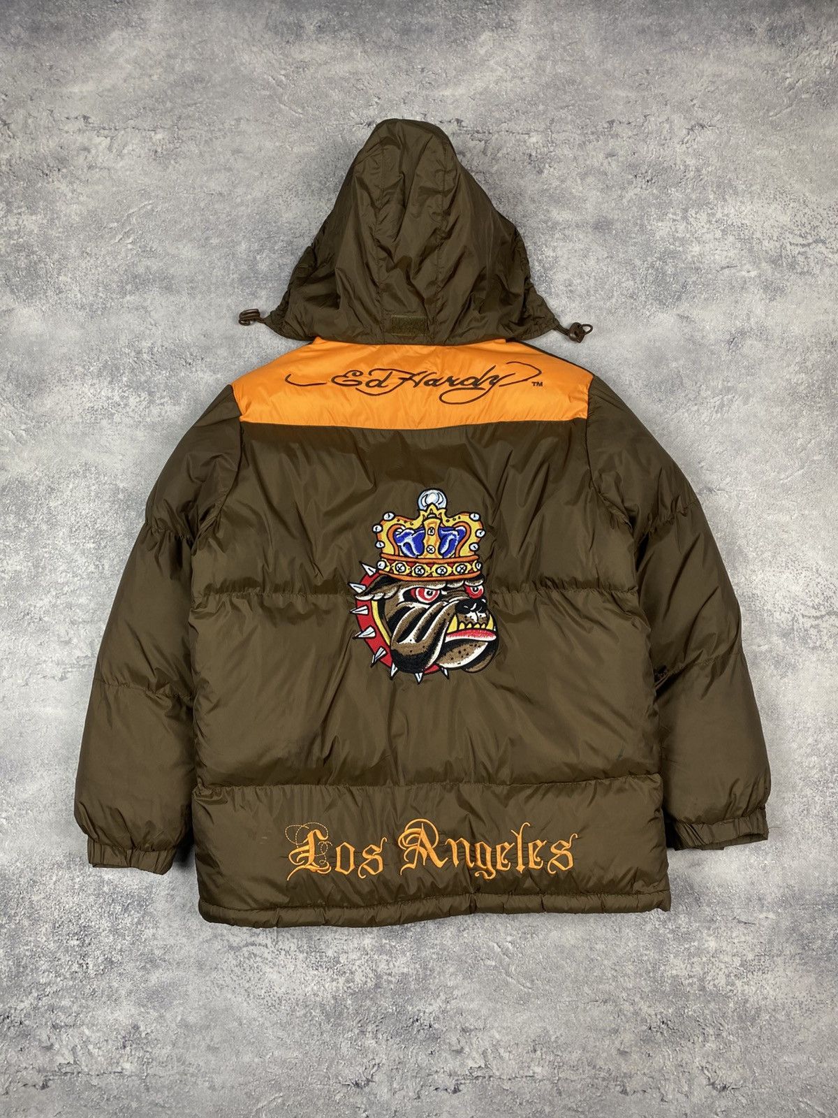 Ed Hardy Ed Hardy by Christian Audigier Y2K Boys Puffer Jacket Brown Size US XXS / EU 40 - 2 Thumbnail