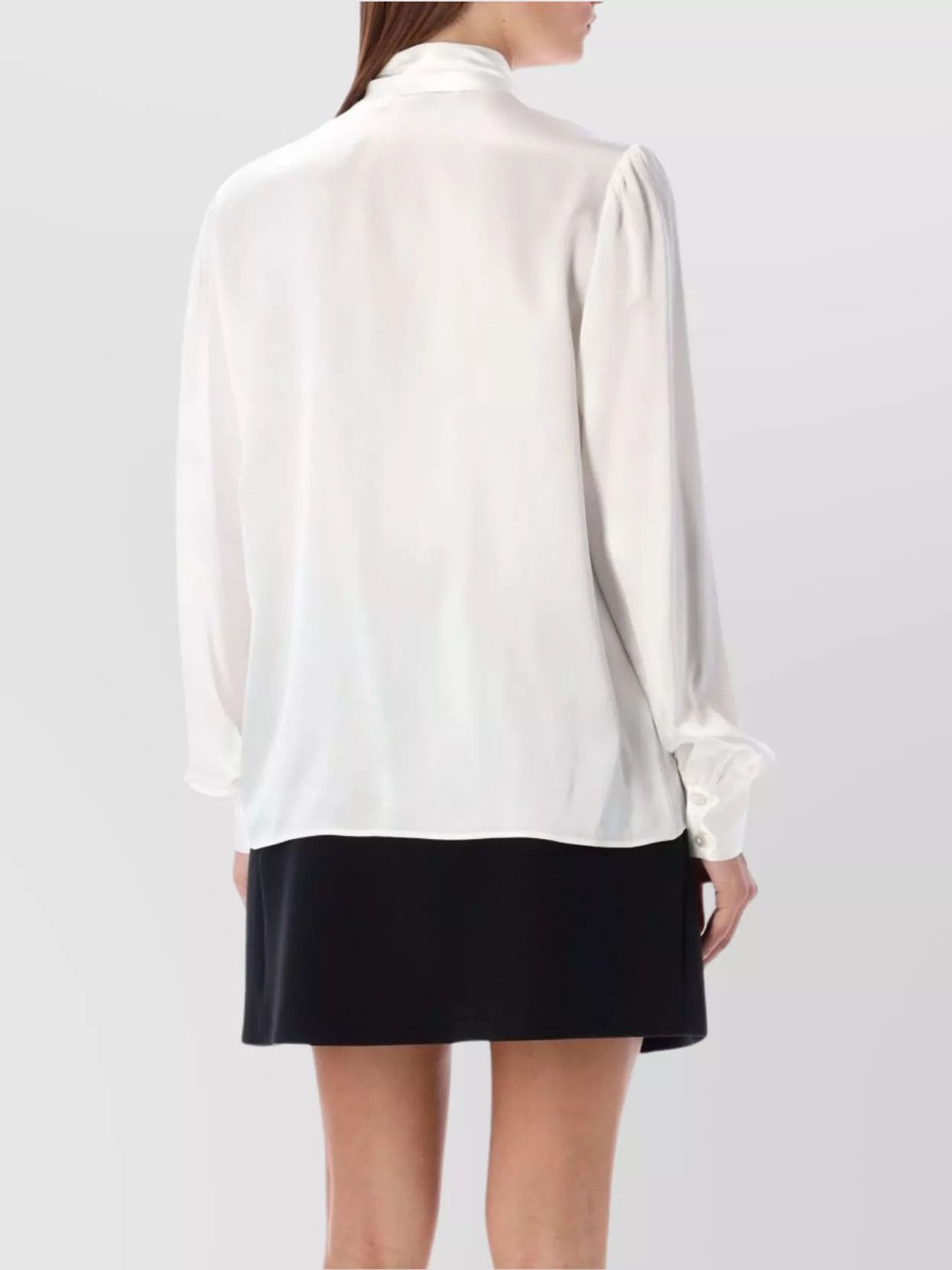 Alessandra Rich o1s22i1n0225 Lavalliã¨re Collar Blouse in White Size S / US 4 / IT 40 - 2 Thumbnail