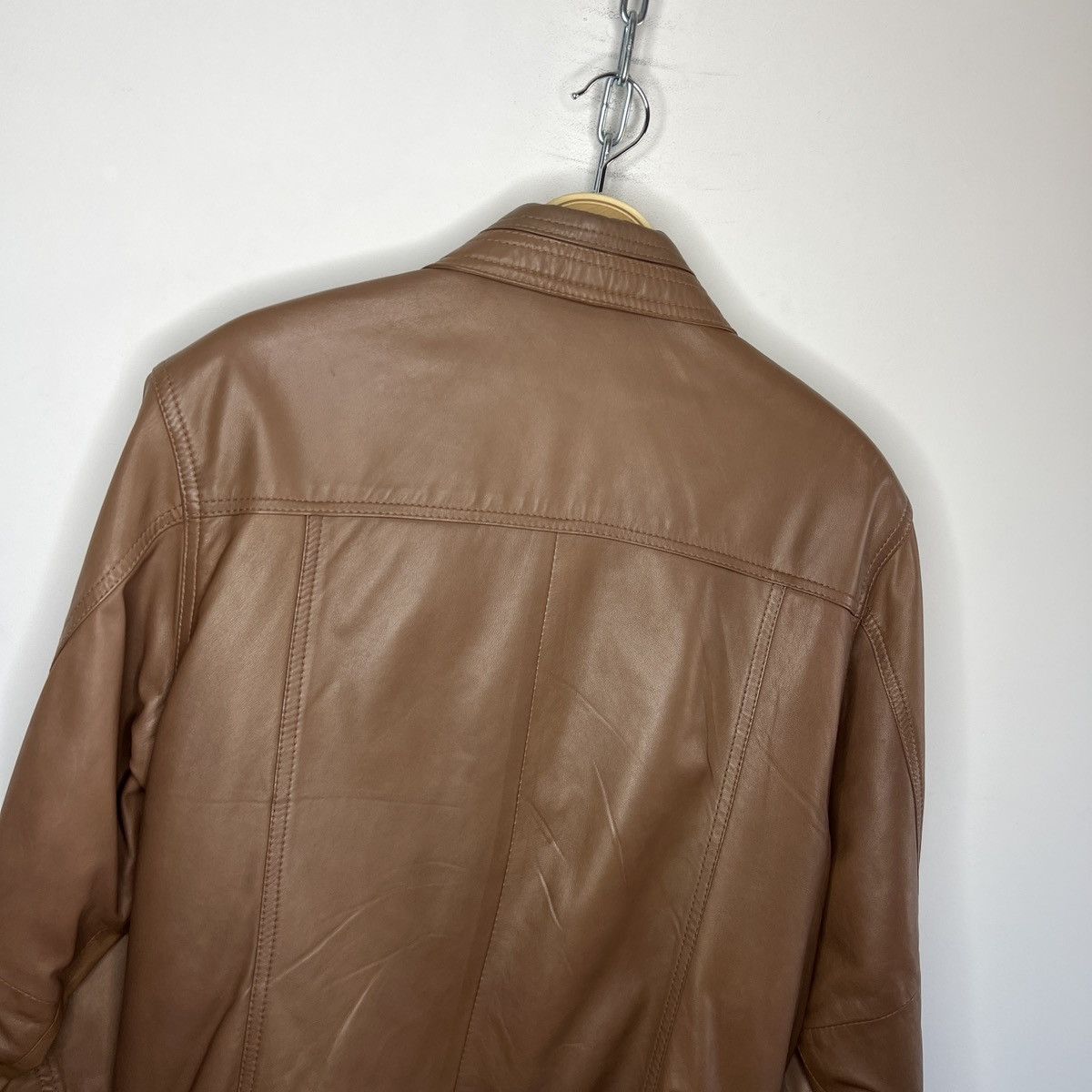 Leather × Vintage Vintage Brown Leather Motor Biker Jacket Trucker Genuine Size US M / EU 48-50 / 2 - 12 Thumbnail