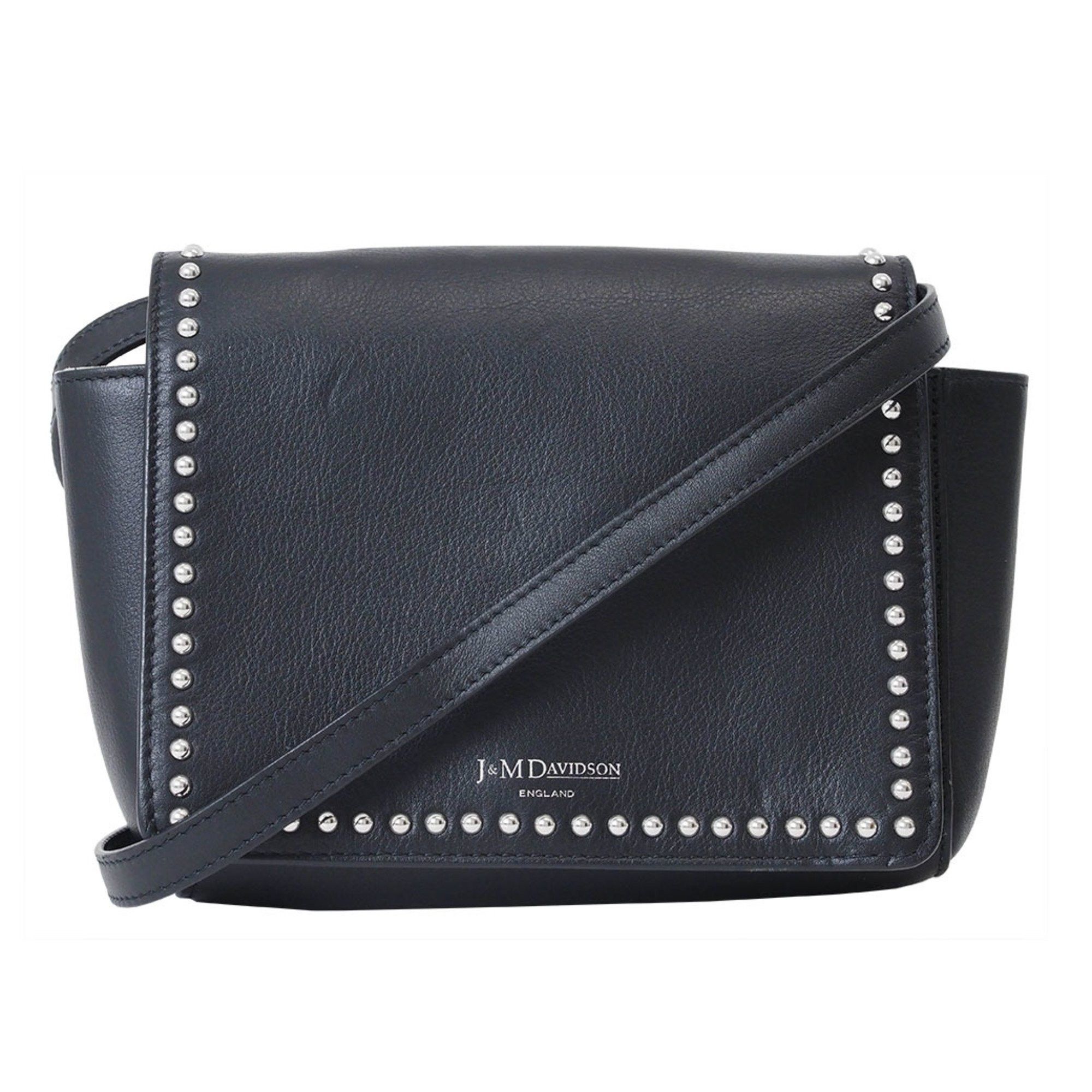 J&M Davidson Drawer Exclusive LAMIA Studded Shoulder Bag Black 