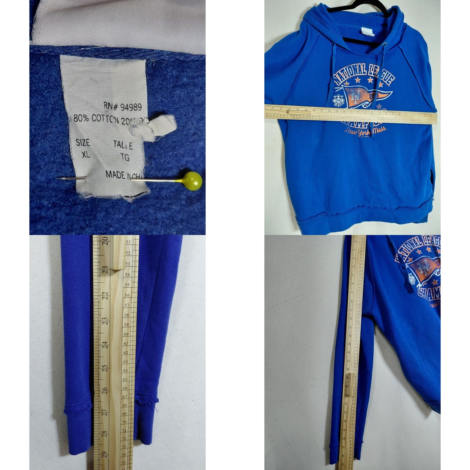 Vintage 5th & Ocean Mets Hoodie Blue Graphic Print Knit Men XL Cardigan Regular Cotton Blend Collared Men NY Mets 2015 Champions Size US XL / EU 56 / 4 - 8 Thumbnail