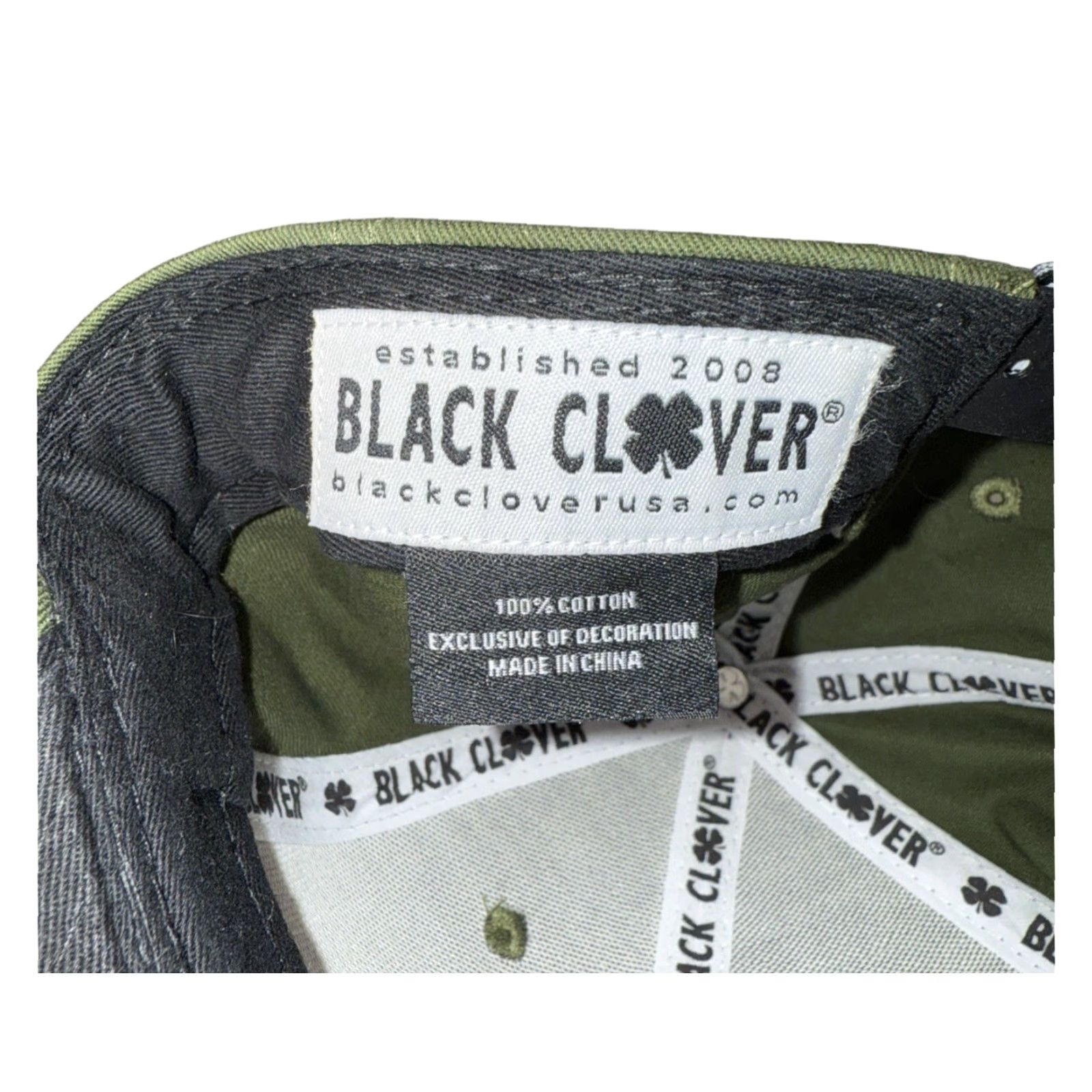 Vintage Black Clover Snapback Hat Green One Size Men EST 2008 BLCK CLVR Live Lucky Size ONE SIZE - 6 Thumbnail