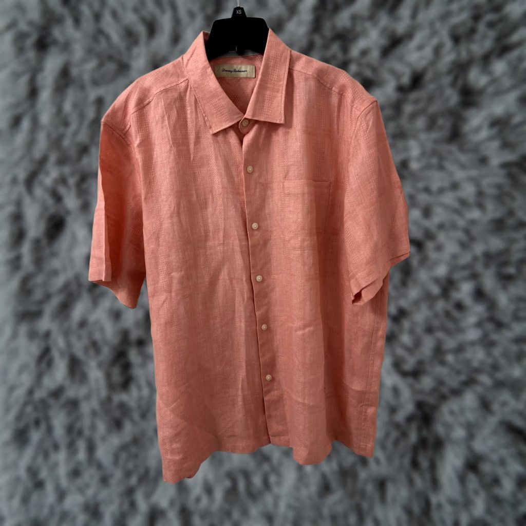 Tommy Bahama Tommy Bahama Shirt Mens XL Pink 100% Linen Plaid Button-Down Pocket Short Sleeve Size US XL / EU 56 / 4 - 1 Thumbnail