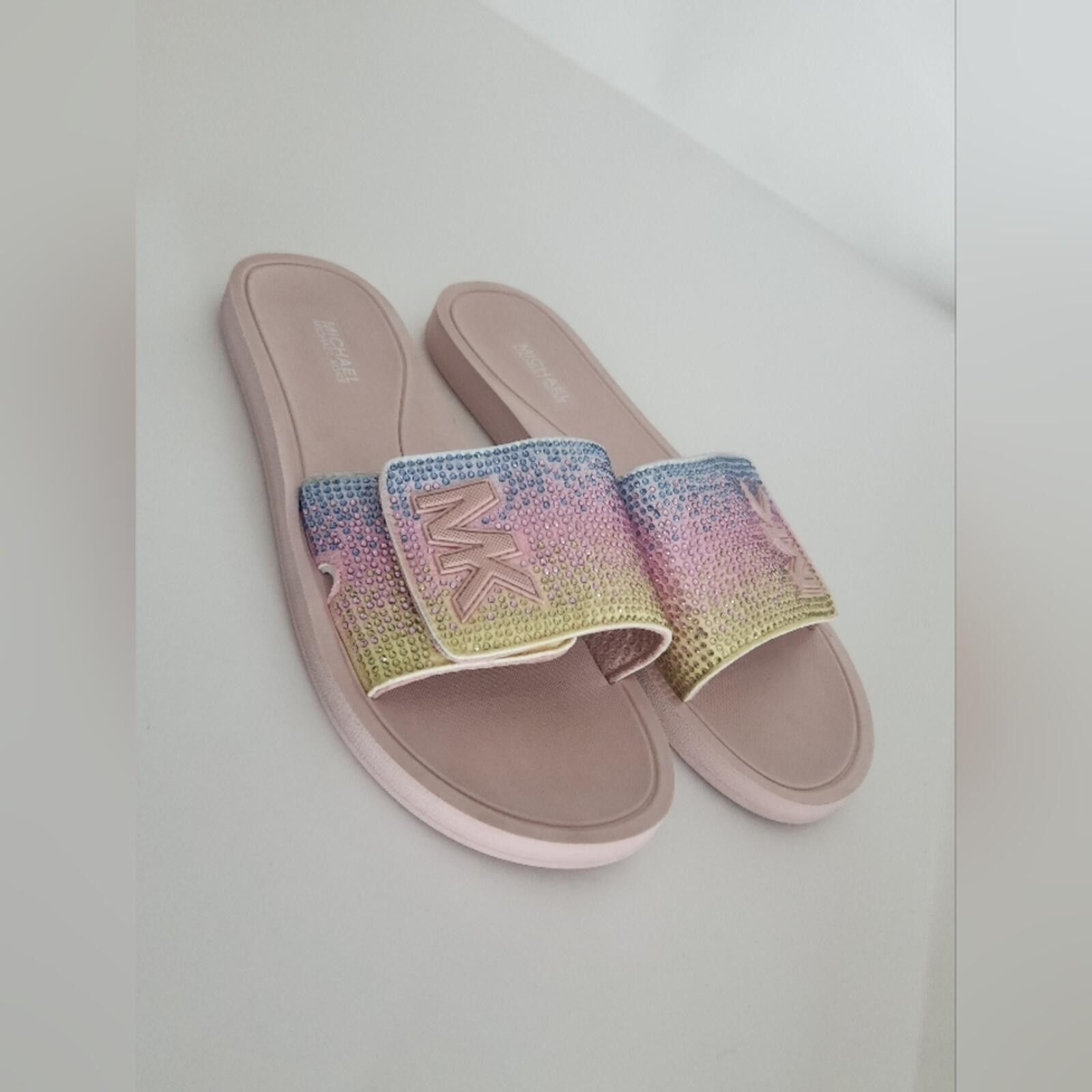 Michael Kors Michael Kors Pink Iridescent Crystal Slide Sandals Size US 8 / IT 38 - 2 Thumbnail
