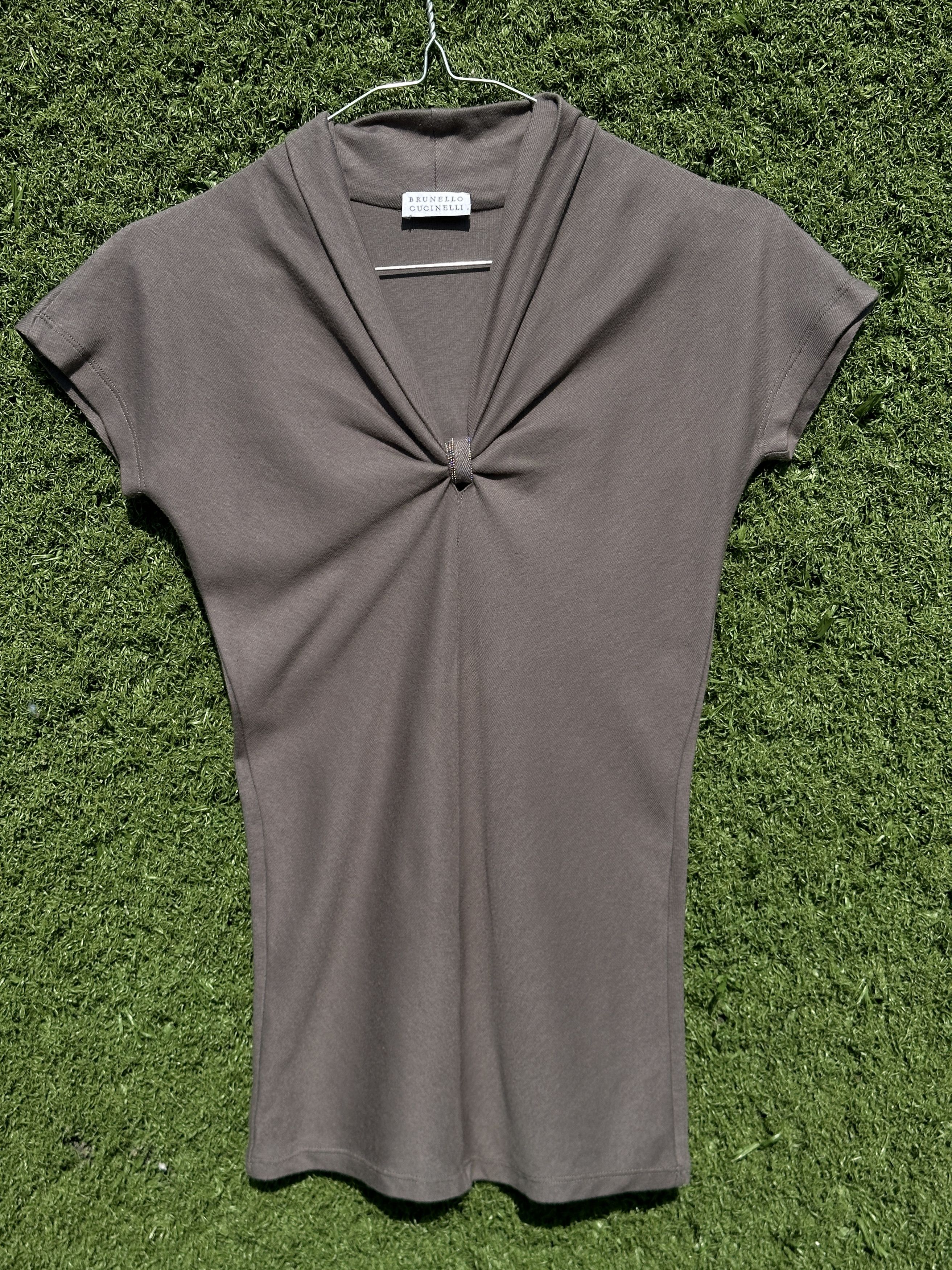 Brunello Cucinelli Brunello Cucinelli Taupe Gray Draped Knit One Piece XS Xxs Size XS / US 0-2 / IT 36-38 - 6 Thumbnail