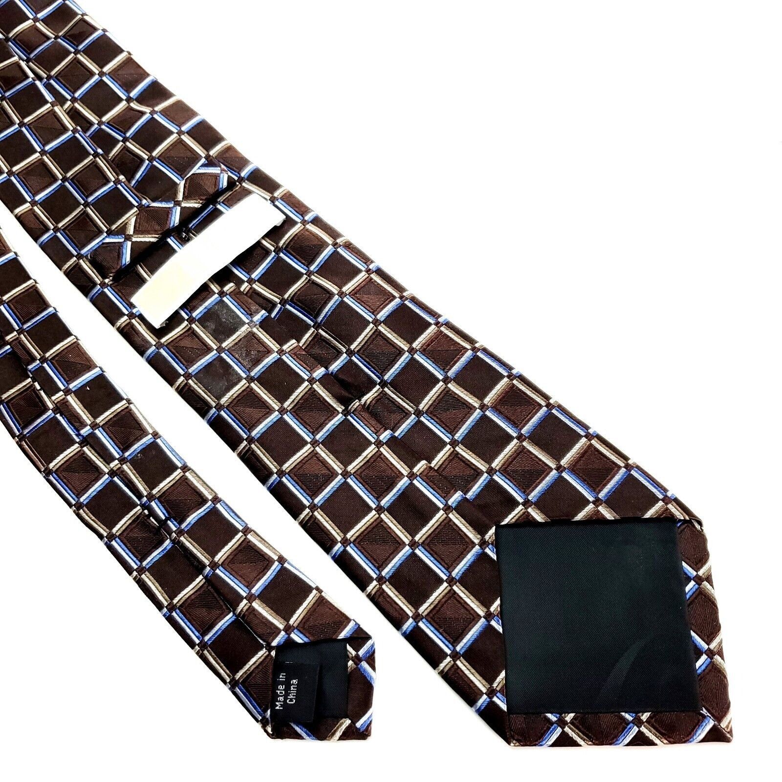 Michael Kors Michael Kors Silk Tie Woven Brown Geometric Blue Size ONE SIZE - 5 Thumbnail