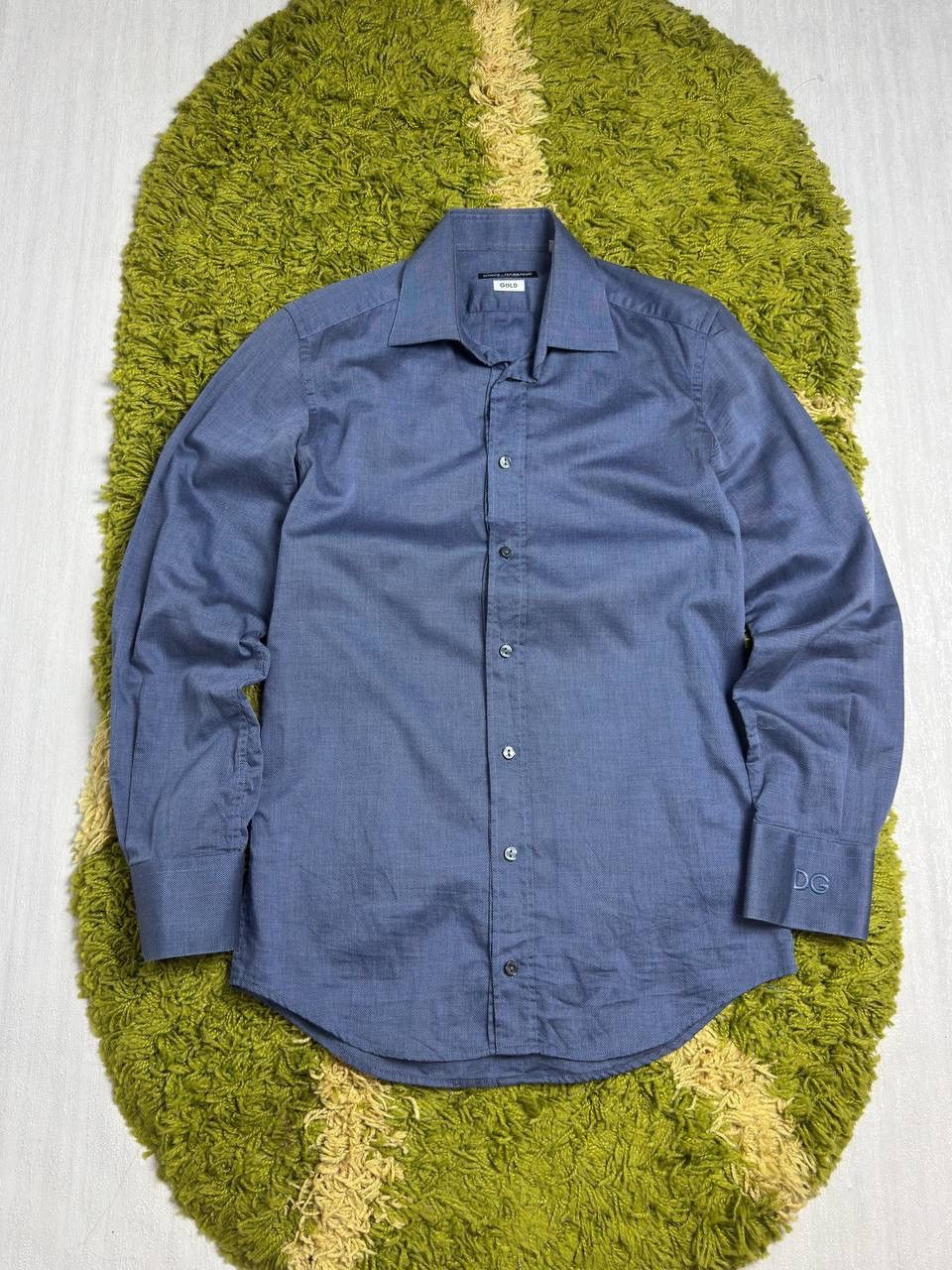 Dolce & Gabbana Dolce & Gabbana Gold Blue Button Up Dress Shirt Size US S / EU 44-46 / 1 - 1 Thumbnail
