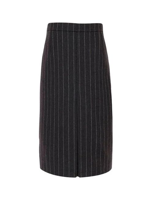 Saint Laurent Paris o1s1wg111024 Pencil Skirt in Striped Flannel in Black/White Size 30" / US 8 / IT 44 - 1 Thumbnail