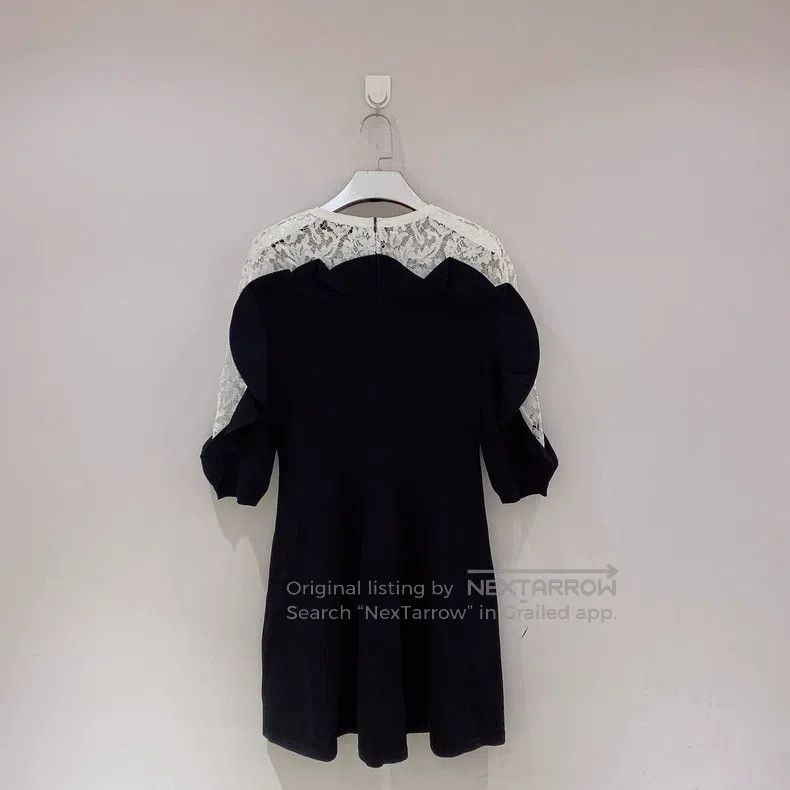 Valentino Valentino Black and white lace patchwork dress Size XL / US 12-14 / IT 48-50 - 2 Thumbnail