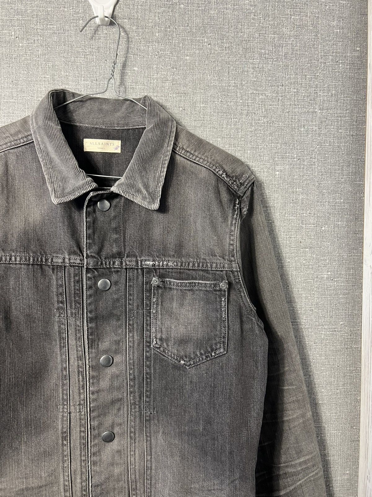 Allsaints Rare Allsaints Gault Distressed Denim Jacket Corduroy Collar Size US S / EU 44-46 / 1 - 3 Thumbnail