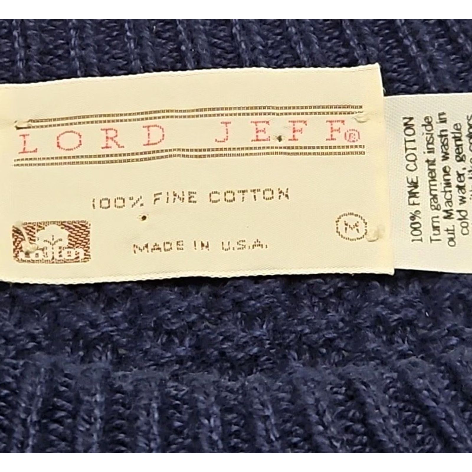 Vintage VINTAGE Lord Jeff Sweater Shirt M Mens Cable Knit Navy Blue Cotton USA Size US M / EU 48-50 / 2 - 4 Thumbnail