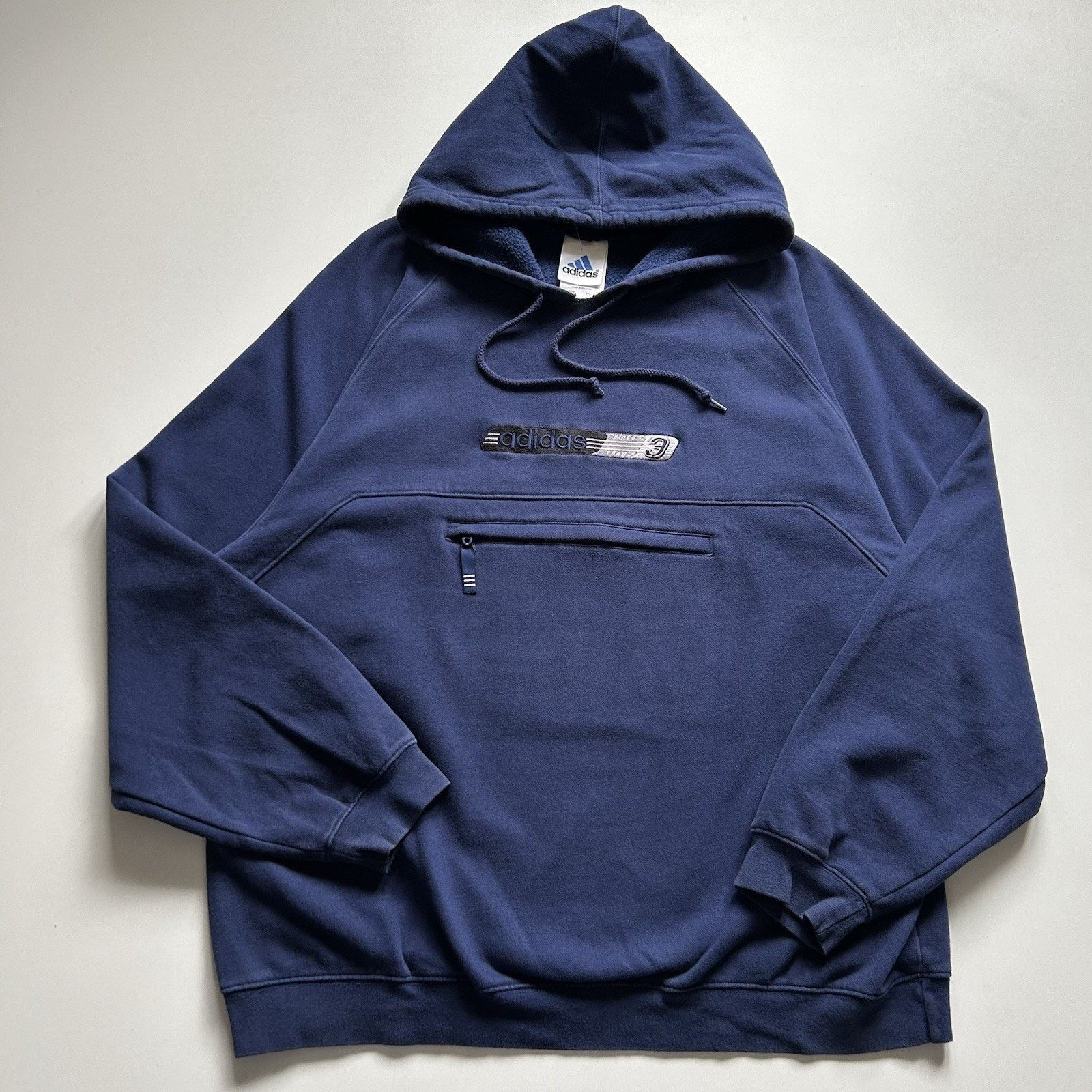 Vintage Adidas Hoodie Sweatshirt Sz Large 90s Y2K Navy Blue
