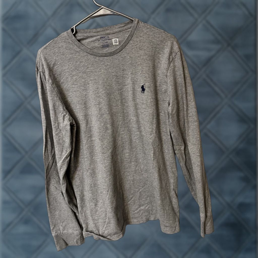 Polo Ralph Lauren Polo Ralph Lauren Tee T Shirt Mens M Gray Knit Crew Neck Long Sleeve Logo Casual Classic Size US M / EU 48-50 / 2 - 1 Thumbnail