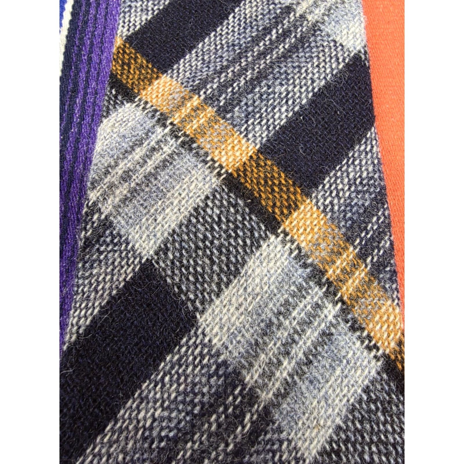 Greats VINTAGE Grenadier Tie Wool Knit Blue Plaid 100% Wool Made In Great Britain Men One Size Blue Plaid Pointed Retro 60s 70s? Size ONE SIZE - 6 Thumbnail