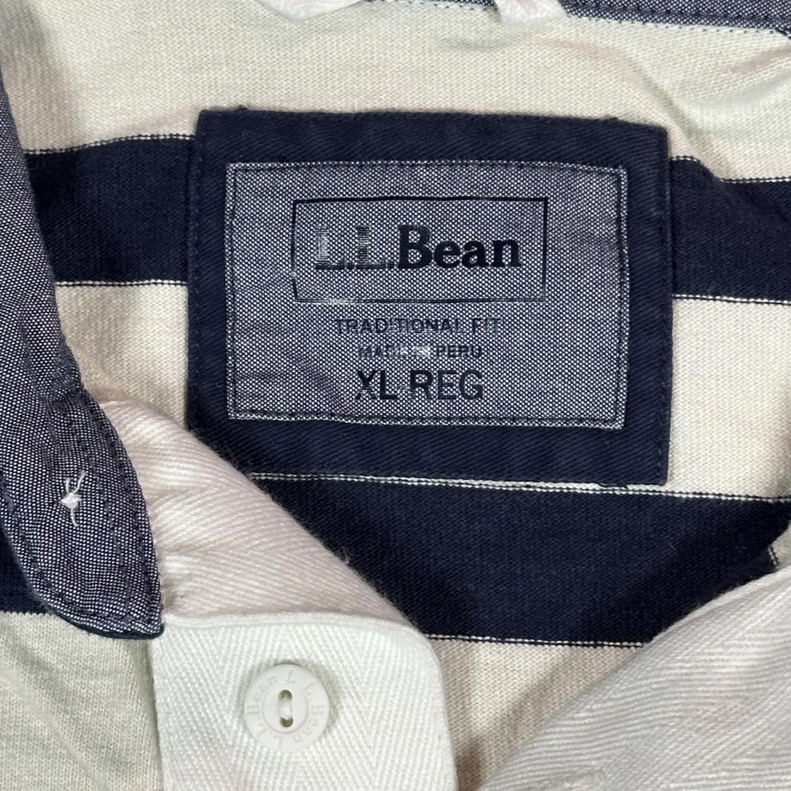 L.L. Bean L.L.Bean Mens Polo XL Reg Navy White Striped Traditional Fit Size US XL / EU 56 / 4 - 5 Thumbnail