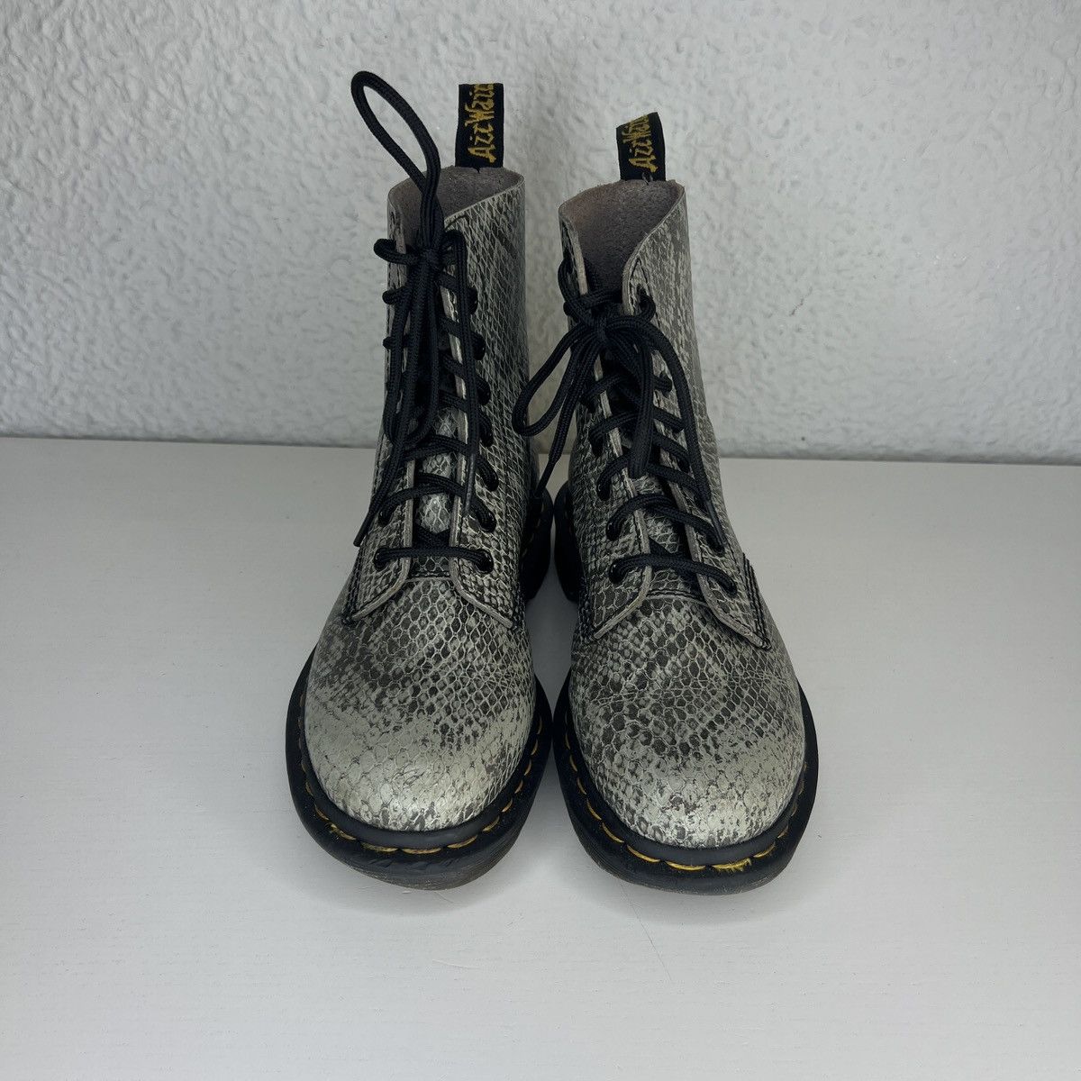 Dr. Martens × Vintage Dr Martens 1460 Pascal Snake Skin Pattern Print Shoes Boots Size US 6 / IT 36 - 2 Thumbnail