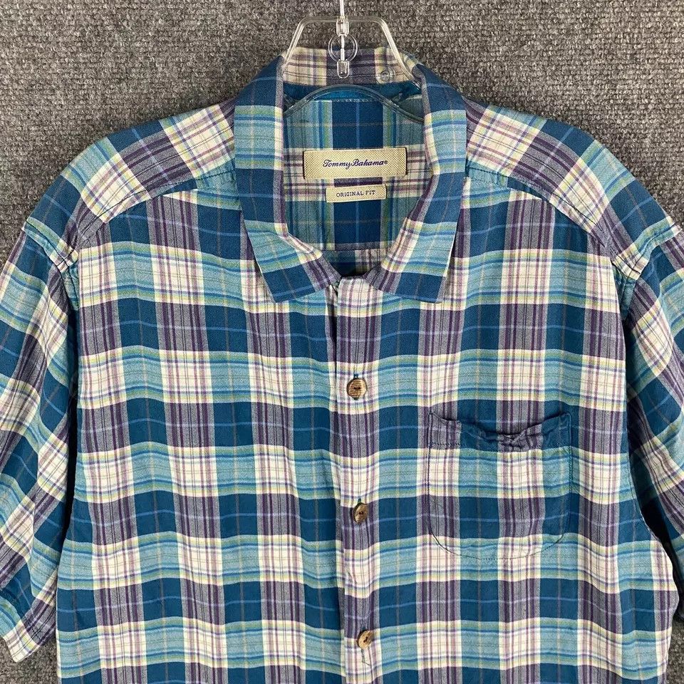 Tommy Bahama Tommy Bahama Shirt Men's Large Button Up Short Sleeve Plaid Size US L / EU 52-54 / 3 - 2 Thumbnail