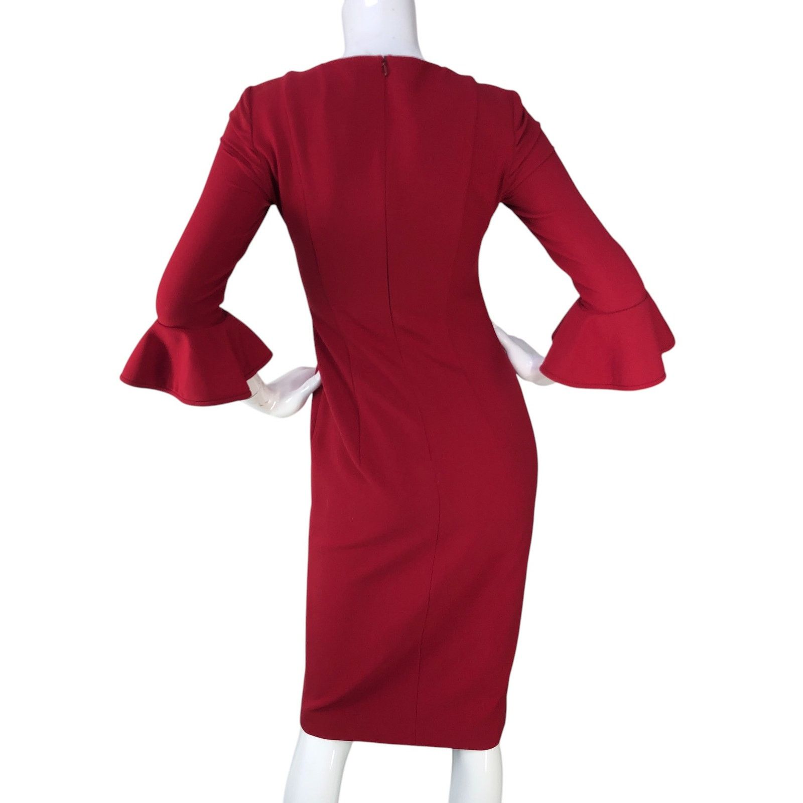 Black Halo Black Halo Eve Size 0 Dress Sheath Key Hole Flare Sleeve Red Size XXS / US 00 / IT 34 - 7 Thumbnail