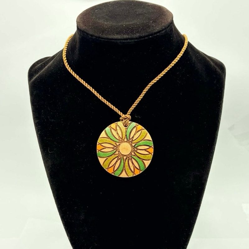 Other Tan & Green Floral Necklace Size ONE SIZE - 2 Thumbnail