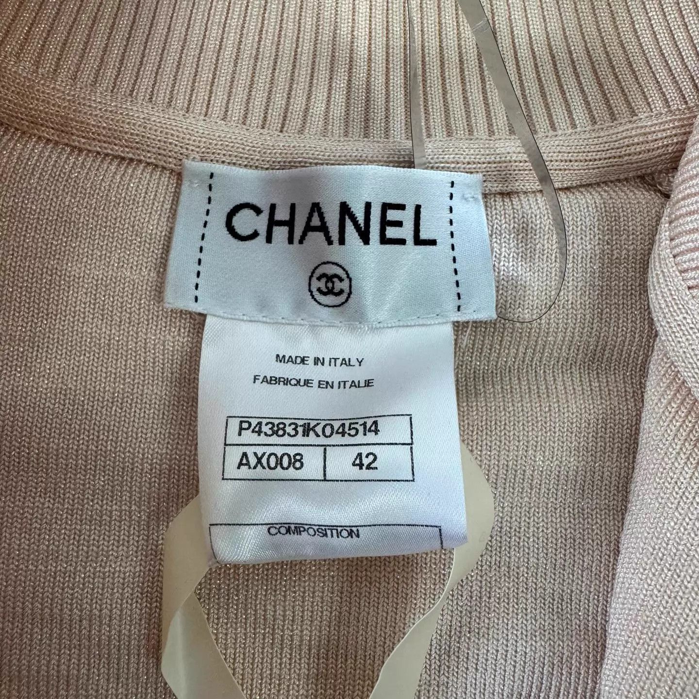 Chanel CHANEL light pink pearl button ribbed Jkt 42 Size M / US 6-8 / IT 42-44 - 5 Thumbnail