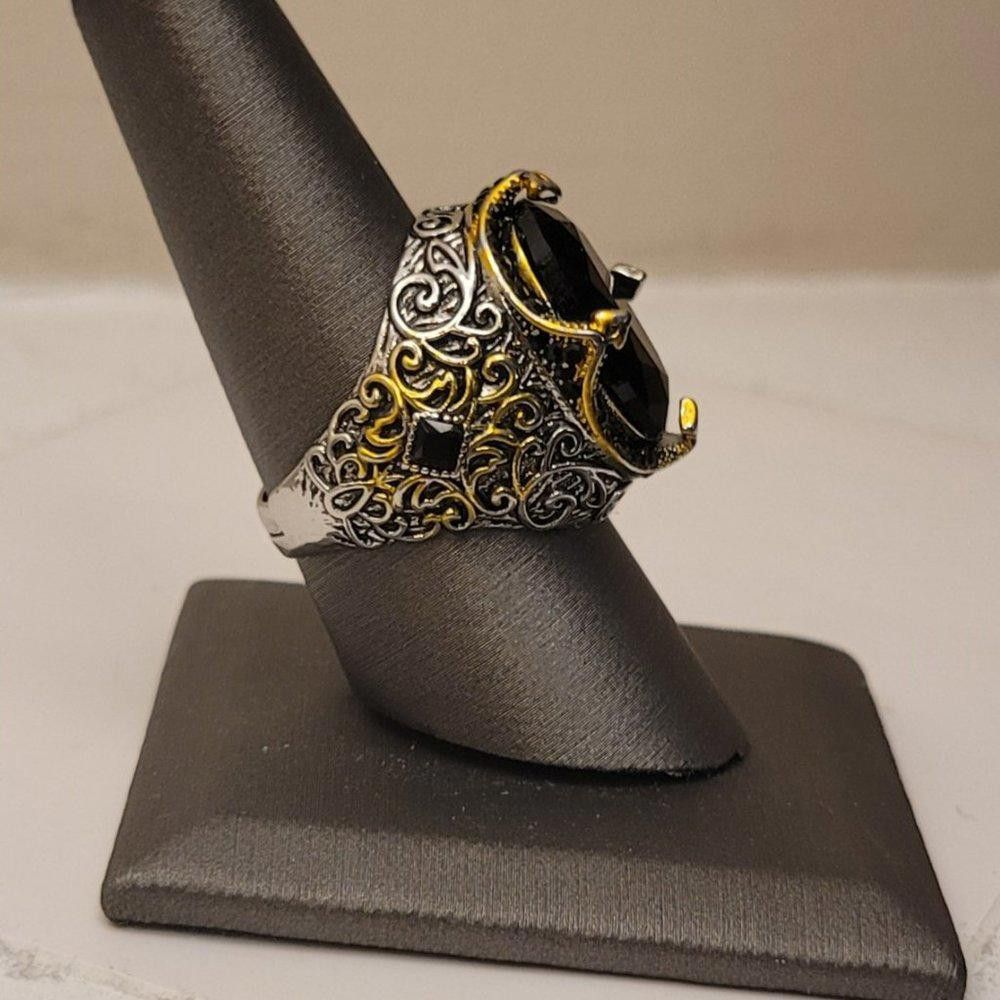 Designer Men's 925 Sterling Silver Black Diamond Handmade Ring Size ONE SIZE - 5 Thumbnail