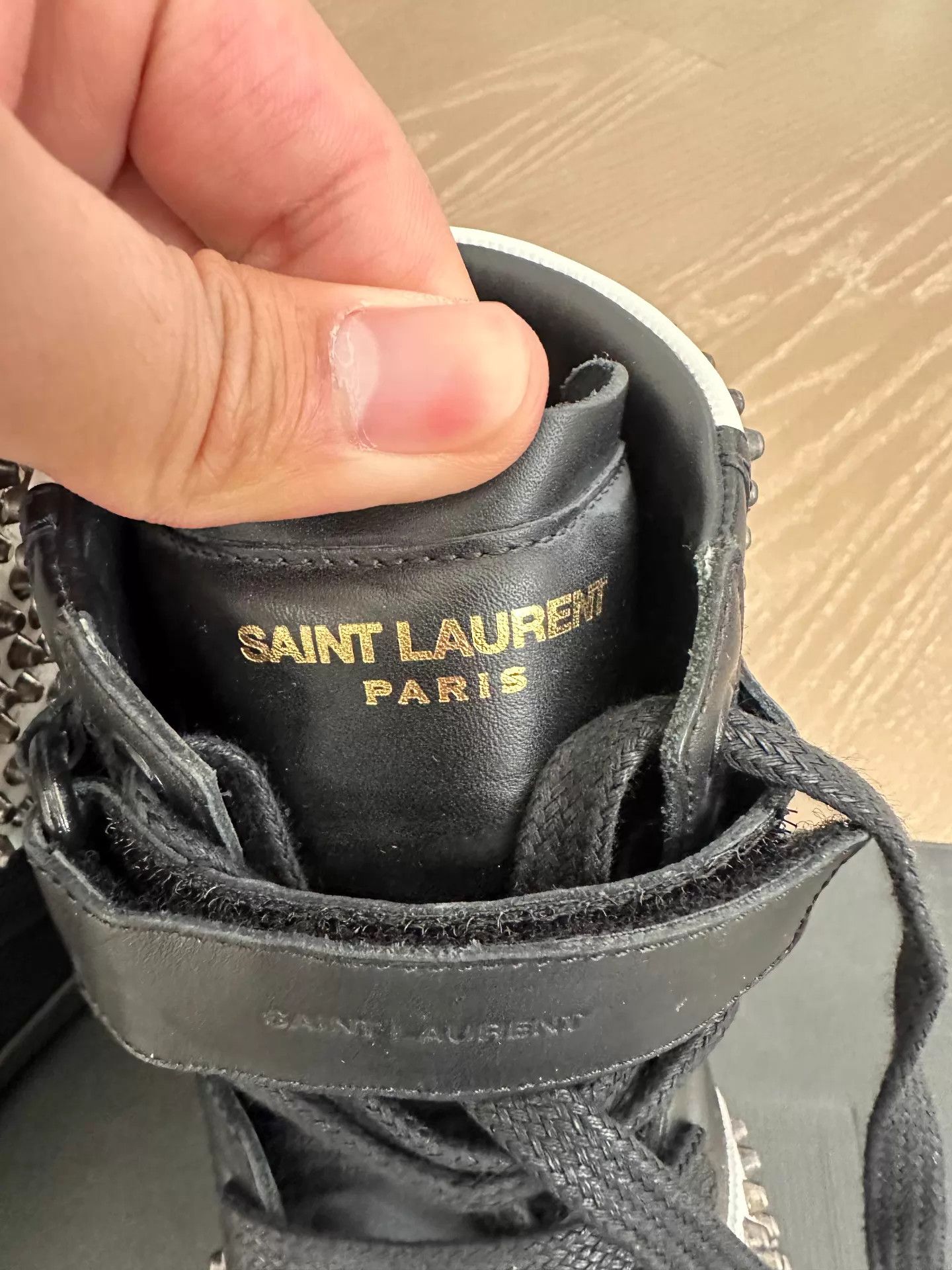 Saint Laurent Paris SLP Black & White Rivet Sneakers 41 Good Condition Size US 8 / EU 41 - 3 Thumbnail