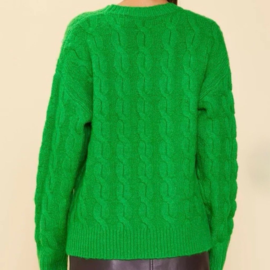 Other Skies are Blue Green Cable Knit Pearl Embellished Sweater XS Size XS / US 0-2 / IT 36-38 - 3 Thumbnail