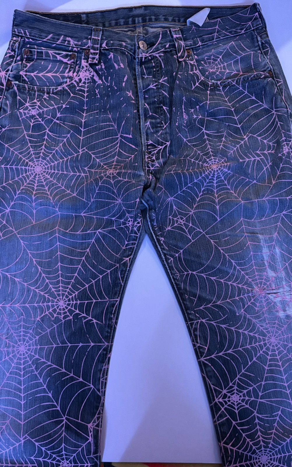 Levi's × Sp5der Vintage Levi’s 501 All-Over Web Print Jeans Size US 34 / EU 50 - 9 Thumbnail