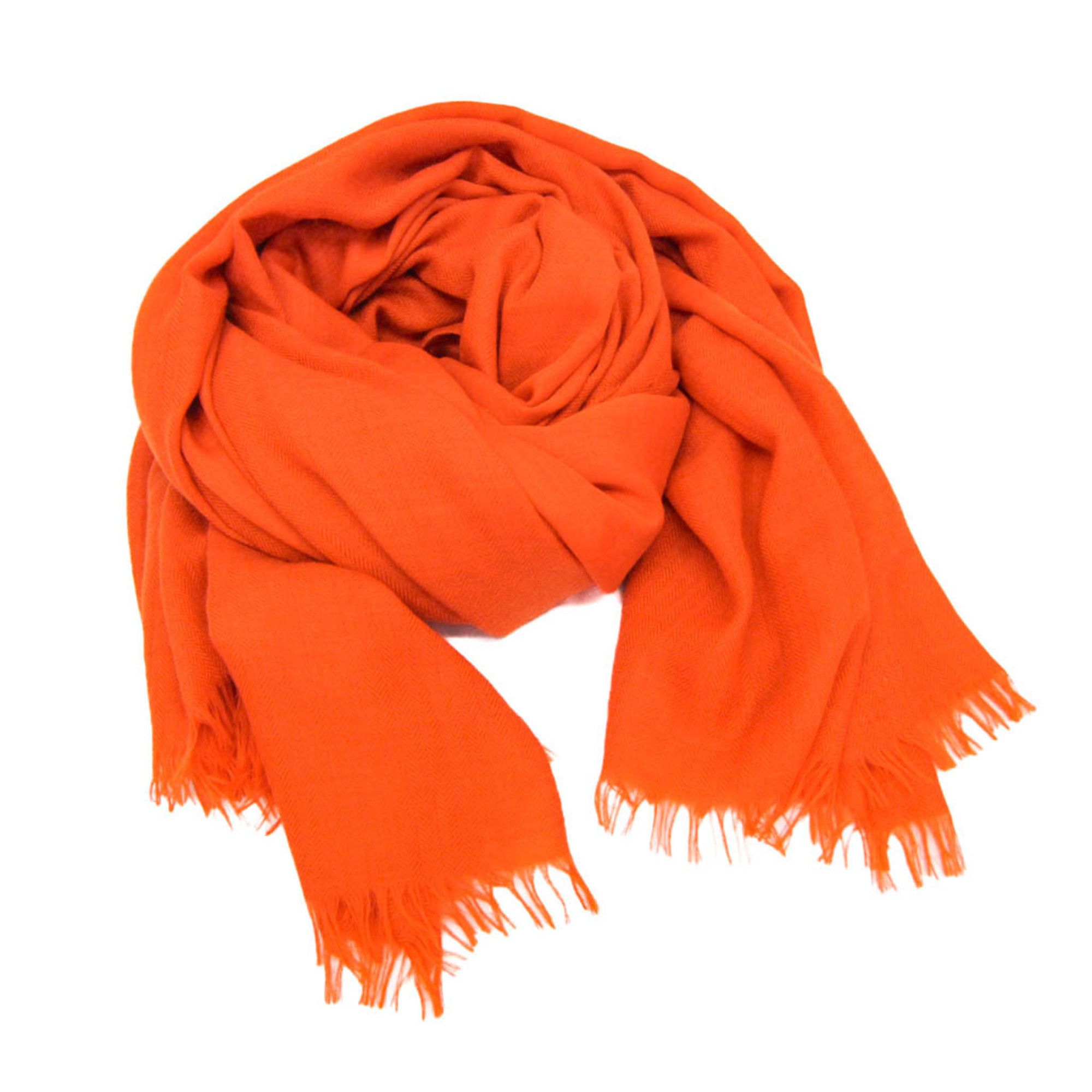 Hermes Hermes Women,Men Cashmere Wool Stole Orange Size ONE SIZE - 1 Thumbnail