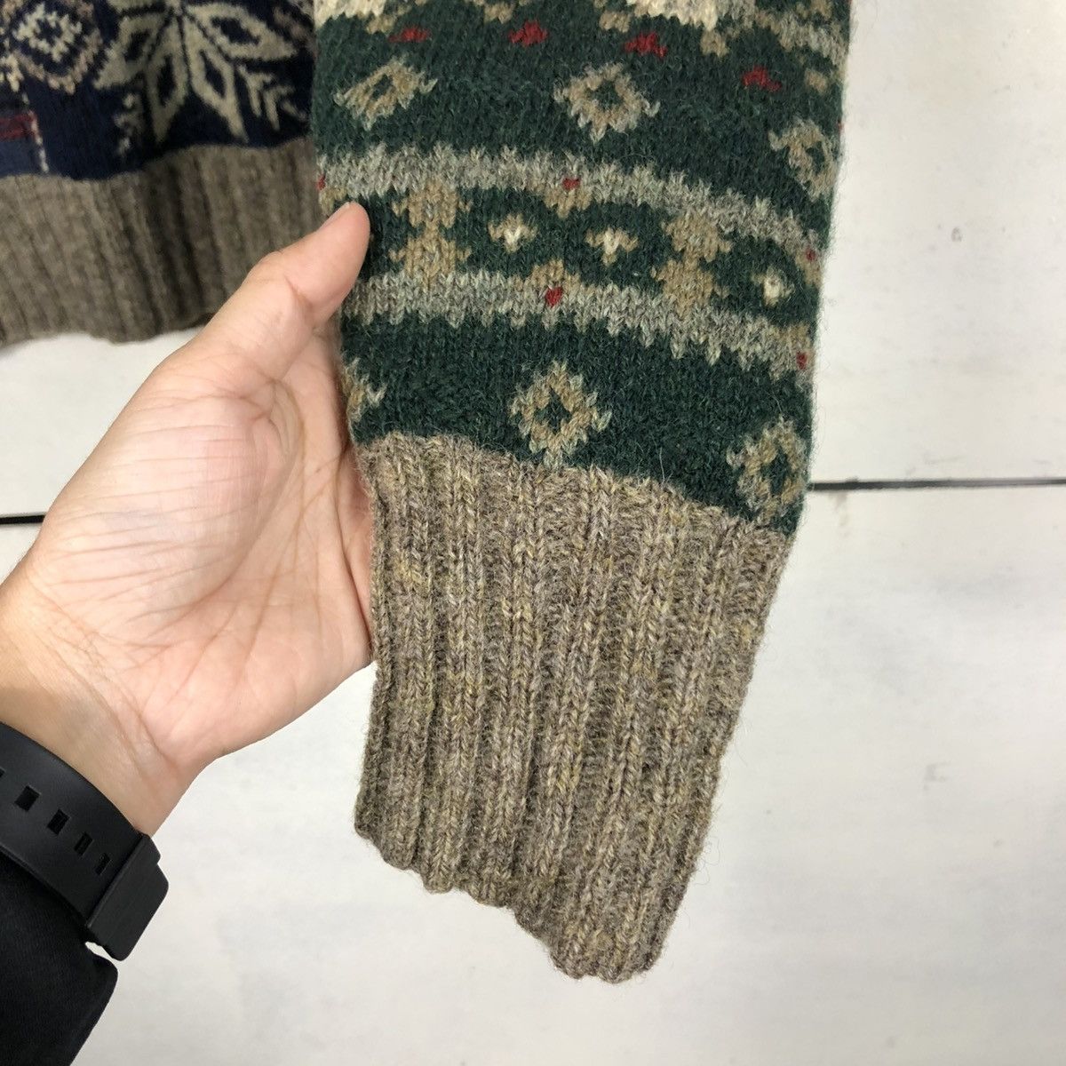 🔥VINTAGE POLO RALPH LAUREN SKI WOOL LINEN HAND KNIT SWEATER