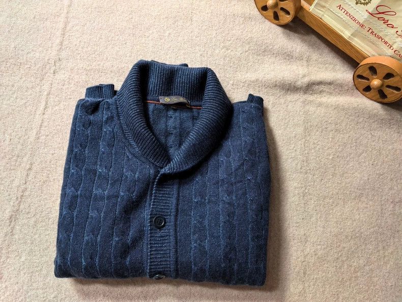 Loro Piana LORO PIANA Tulip blue fruit collar cashmere sweater Size US XL / EU 56 / 4 - 3 Thumbnail