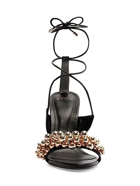 Alexandre Birman os11x0326 Bubble-Embellished Leather Sandals in Black Size US 10.5 / IT 40.5 - 5 Thumbnail